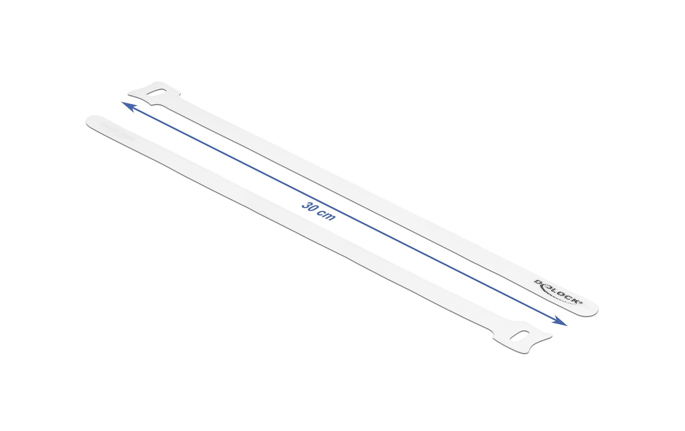 Delock Klettkabelbinder Weiss 300 mm x 12 mm 10 Stück