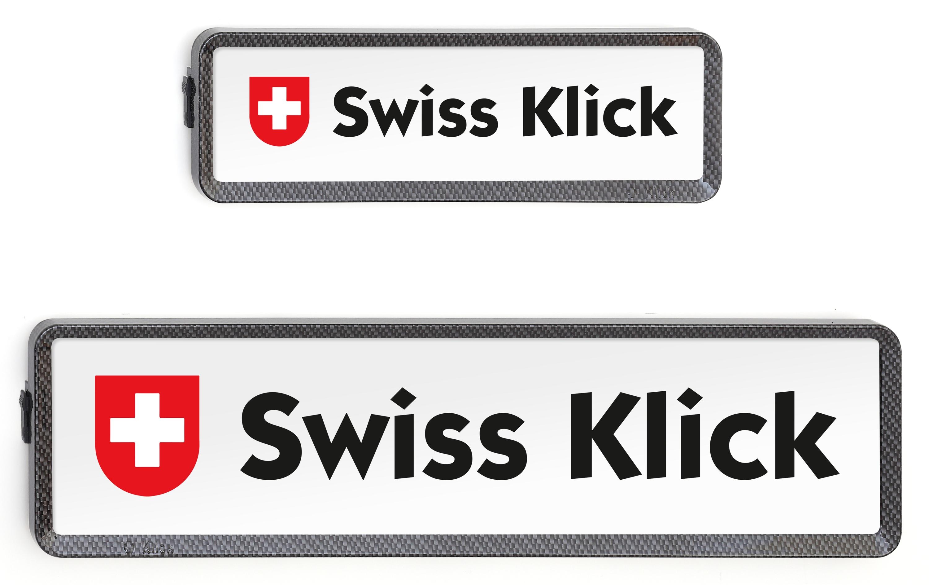 Swiss Klick Kennzeichenhalterset Langformat Carbon Look