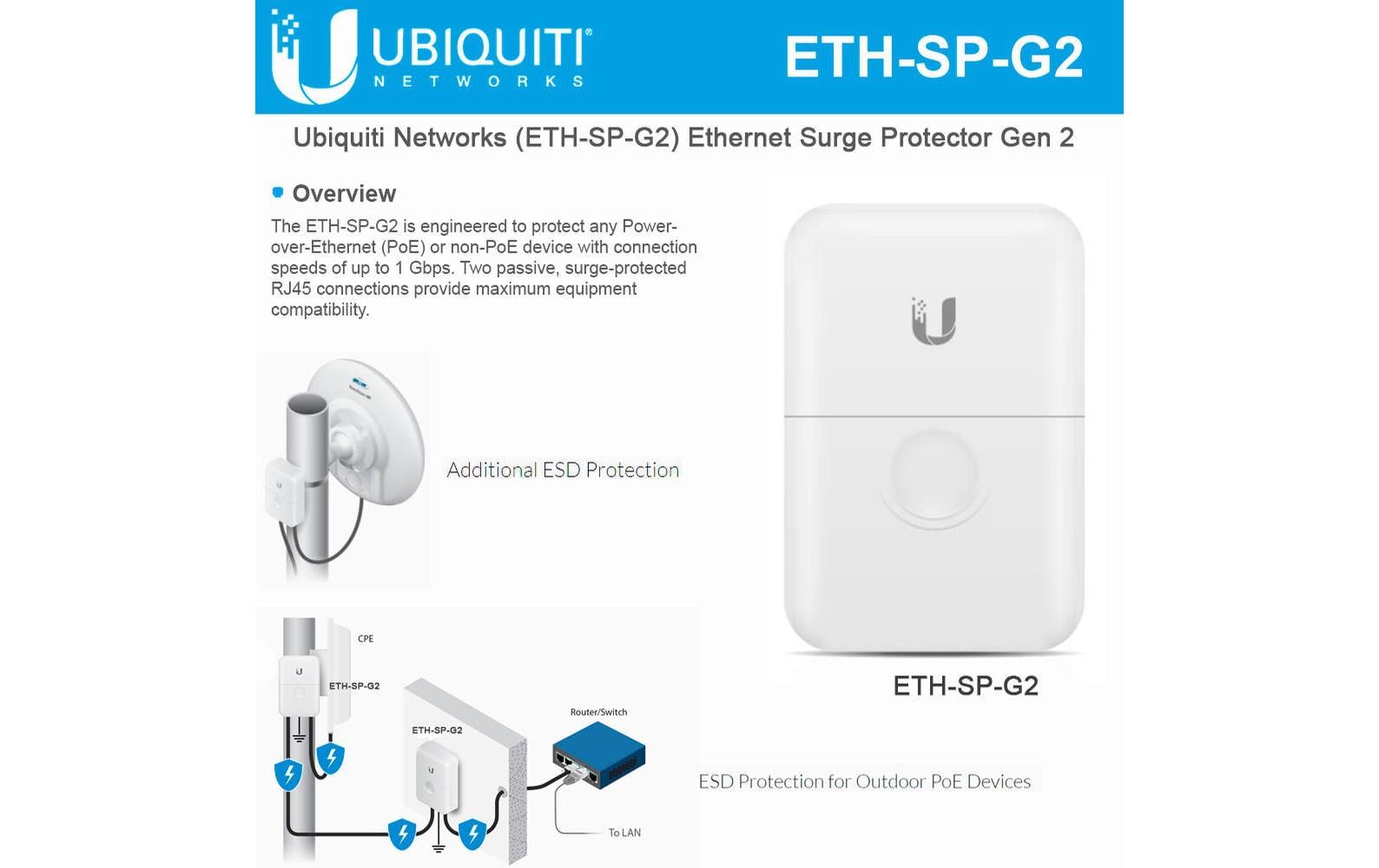 Ubiquiti Überspannungsschutz ETH-SP-G2: Surge Protect