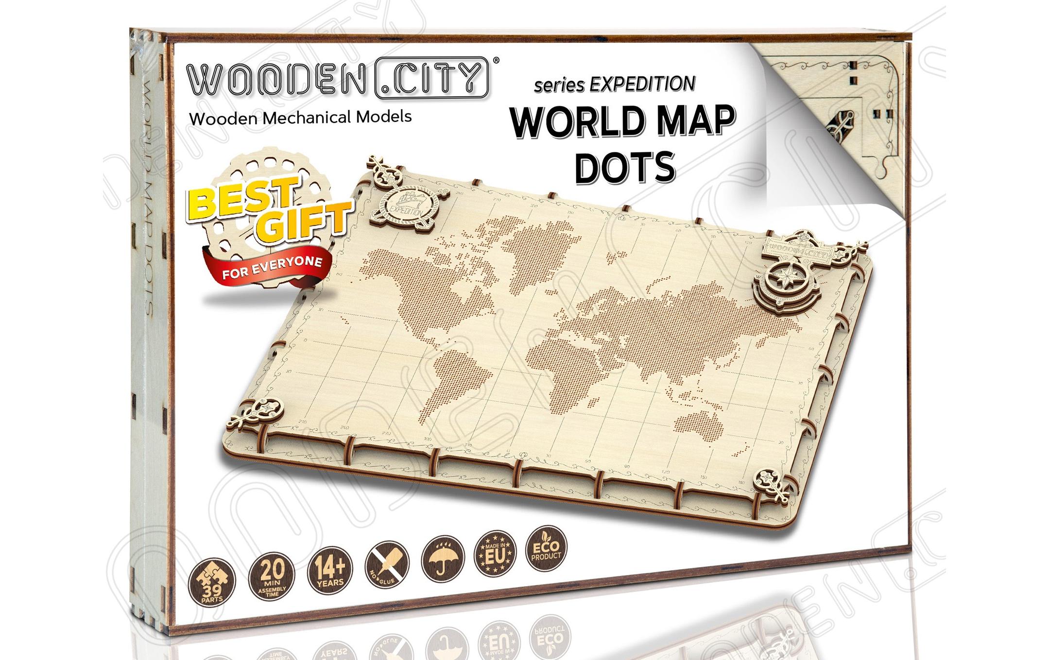 WOODEN.CITY Bausatz World Map Dots