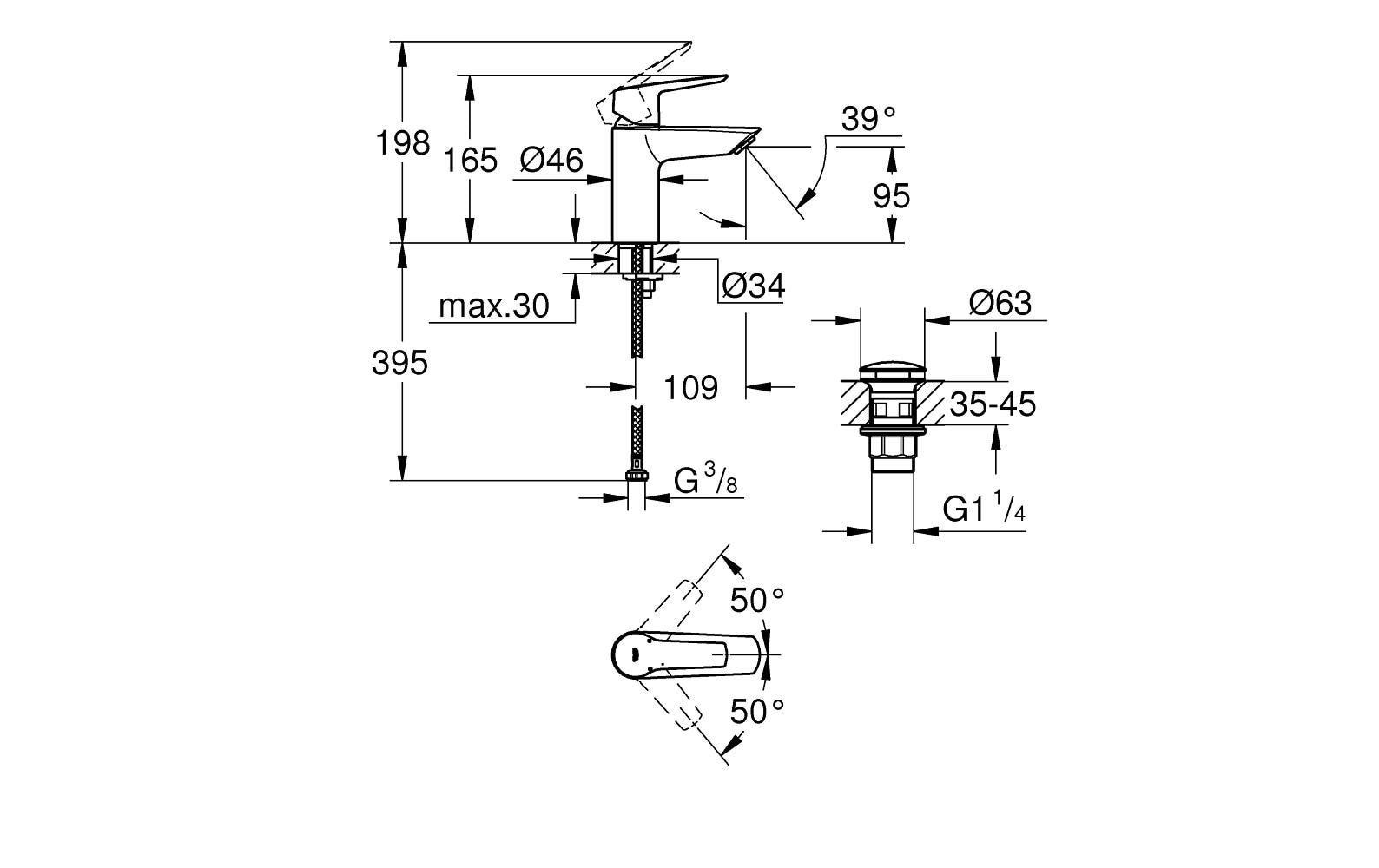 GROHE Lavaboarmatur Start 1/2 S-Size