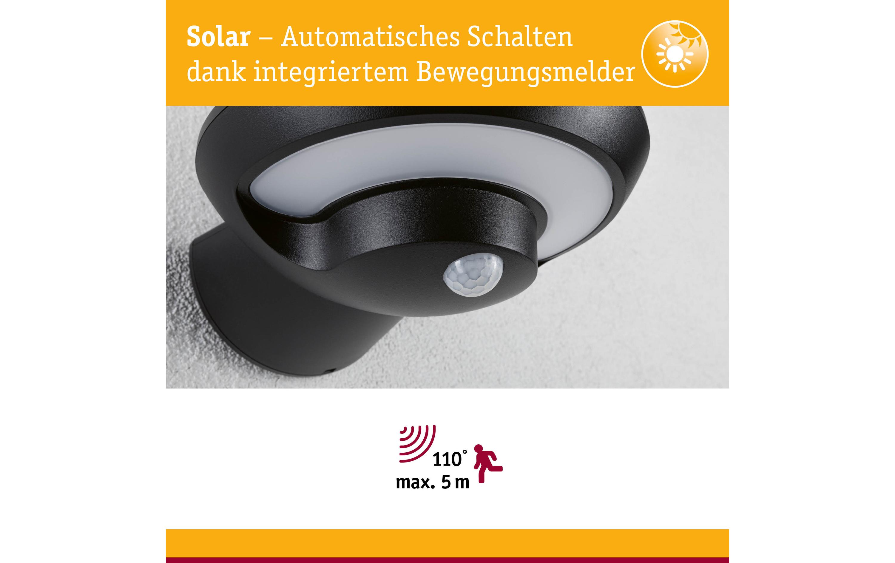 Paulmann Solar LED Aussenwandleuchte Bordola, Anthrazit