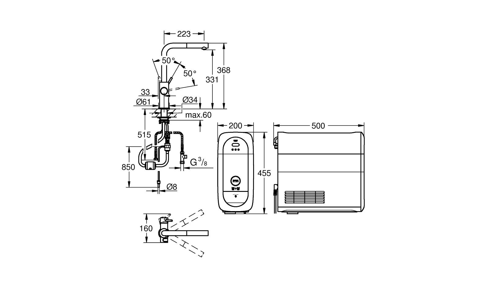 GROHE Küchenarmatur Blue Home L-Auslauf Starter Kit