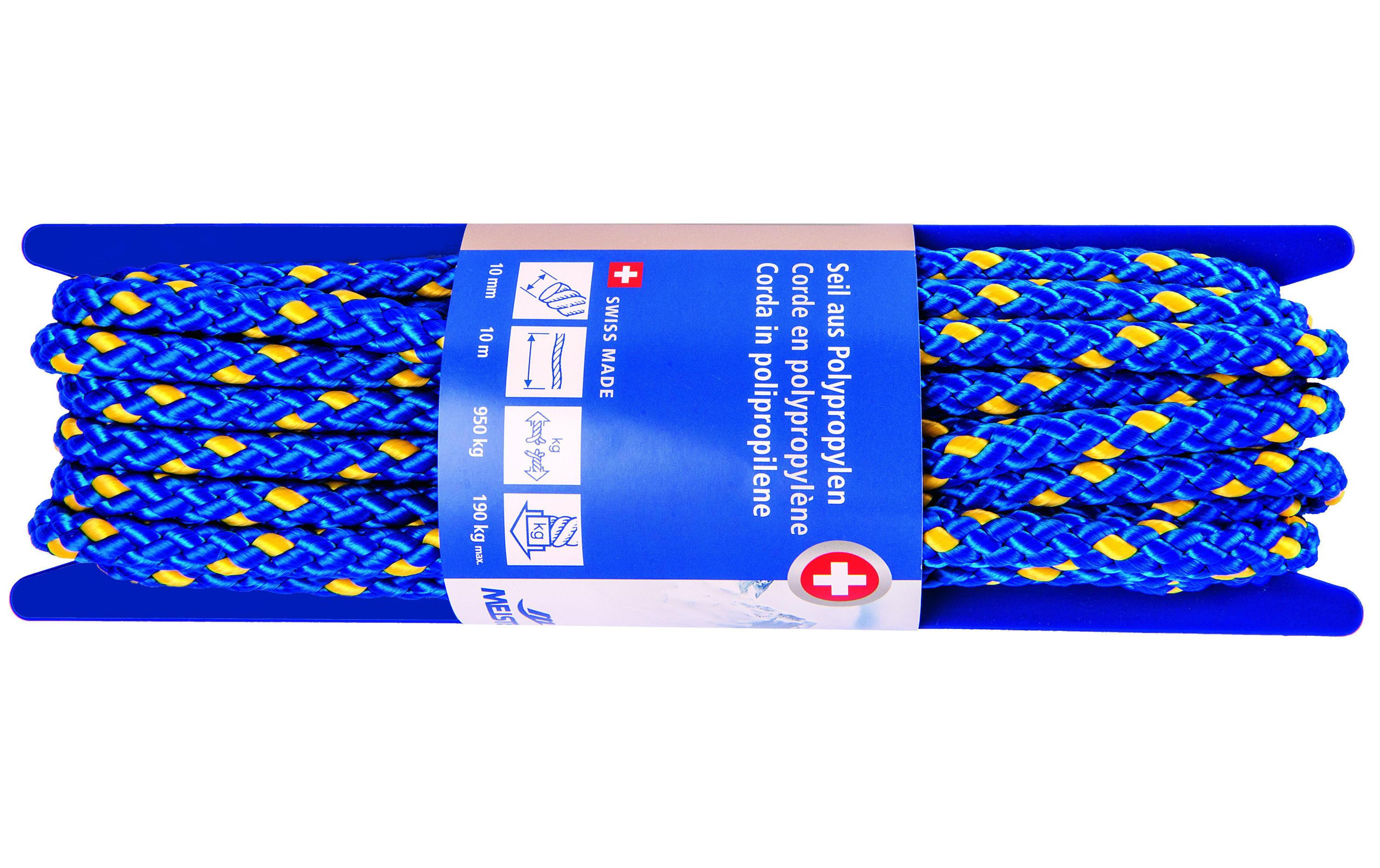 Meister Polypropylenseil Ø 10 mm, 10 m, 950 kg, Blau-Gelb