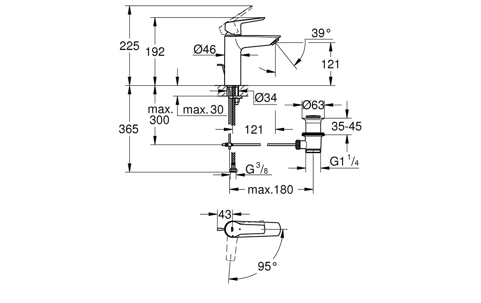 GROHE Lavaboarmatur Start 1/2 M-Size