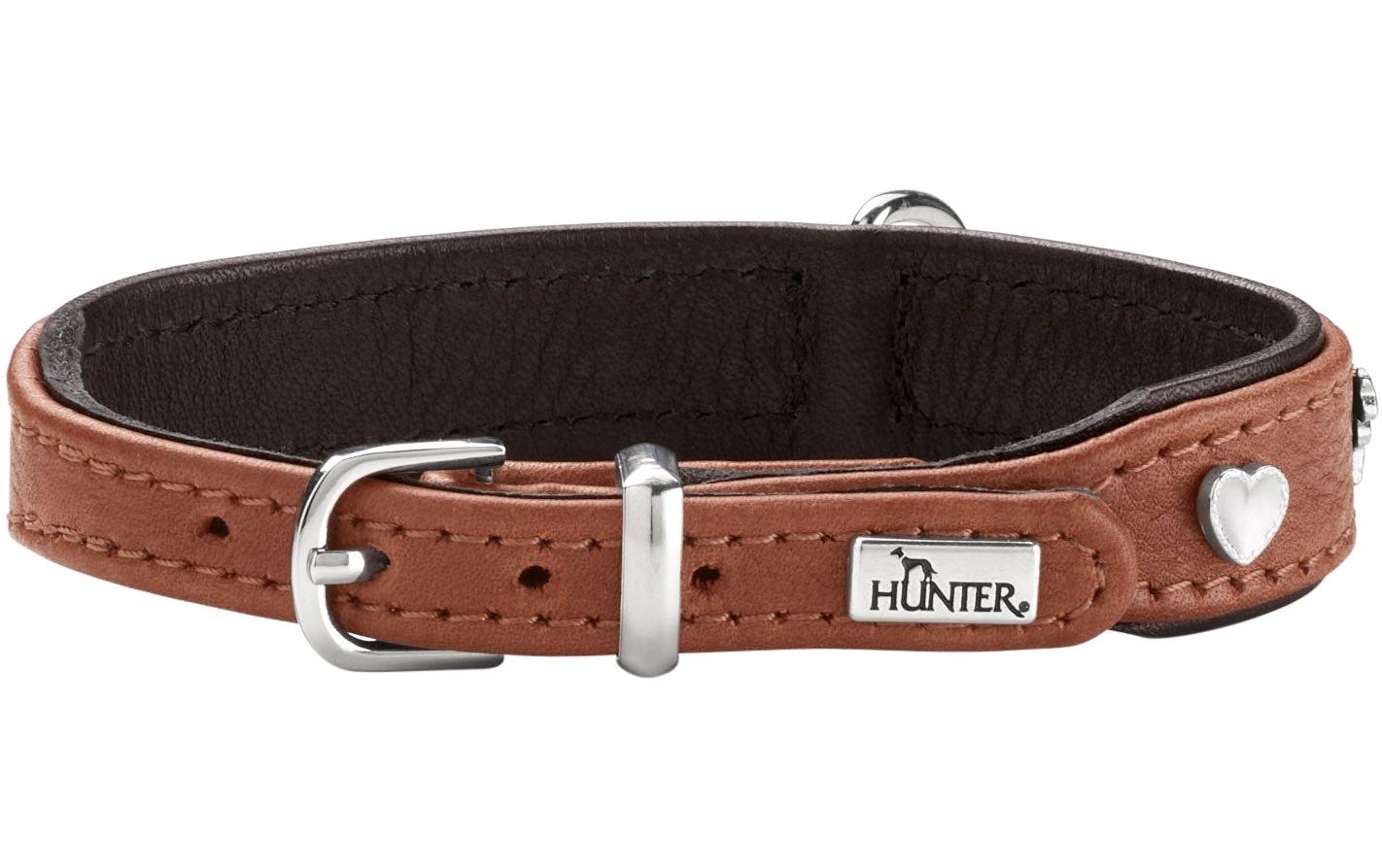 Hunter Halsband München Mini 27/XXS-XS, Rindsleder, Cognac/Schwarz