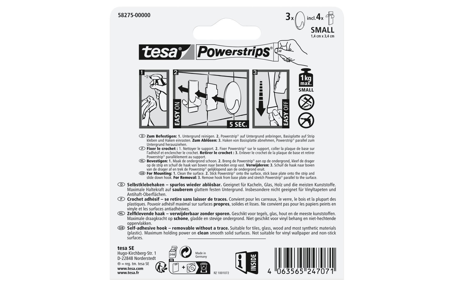 tesa Klebehaken Powerstrips Small Oval, Schwarz