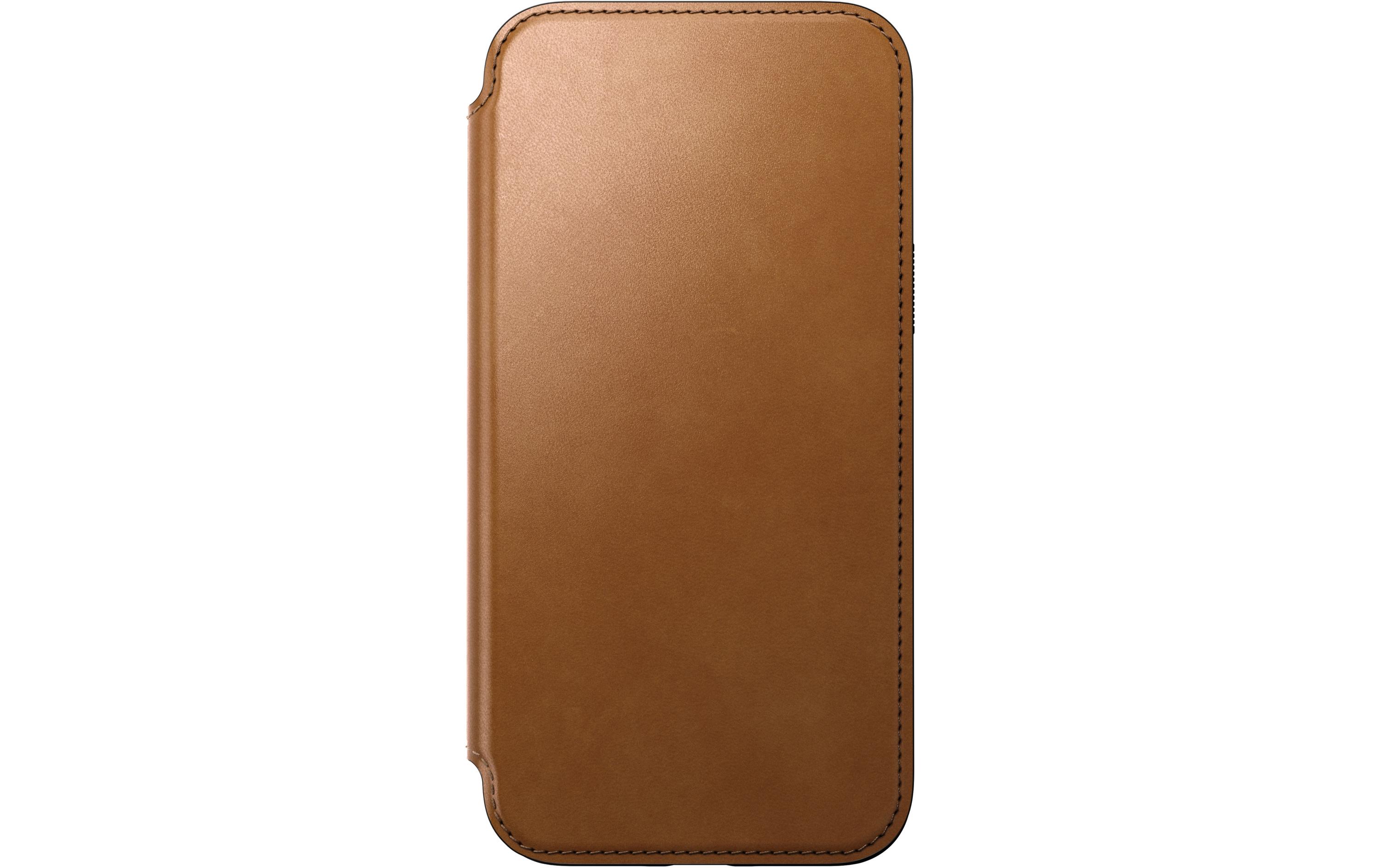 Nomad Book Cover Modern Leather Folio iPhone 15 Pro Max Beige