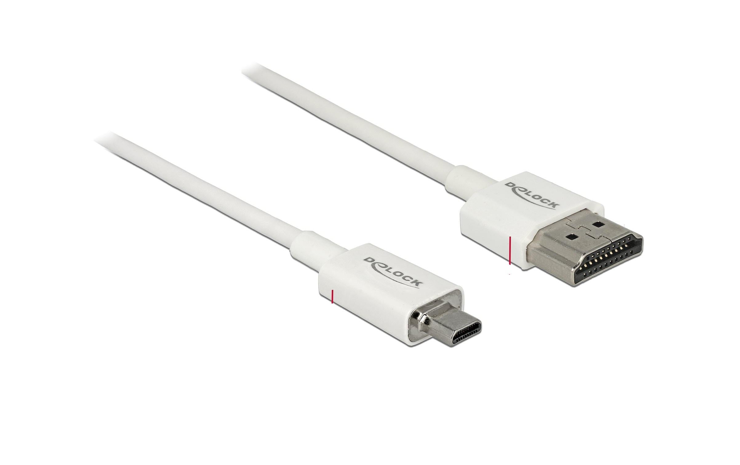 Delock Kabel 4K 60Hz HDMI - Micro-HDMI (HDMI-D), 1 m, Weiss