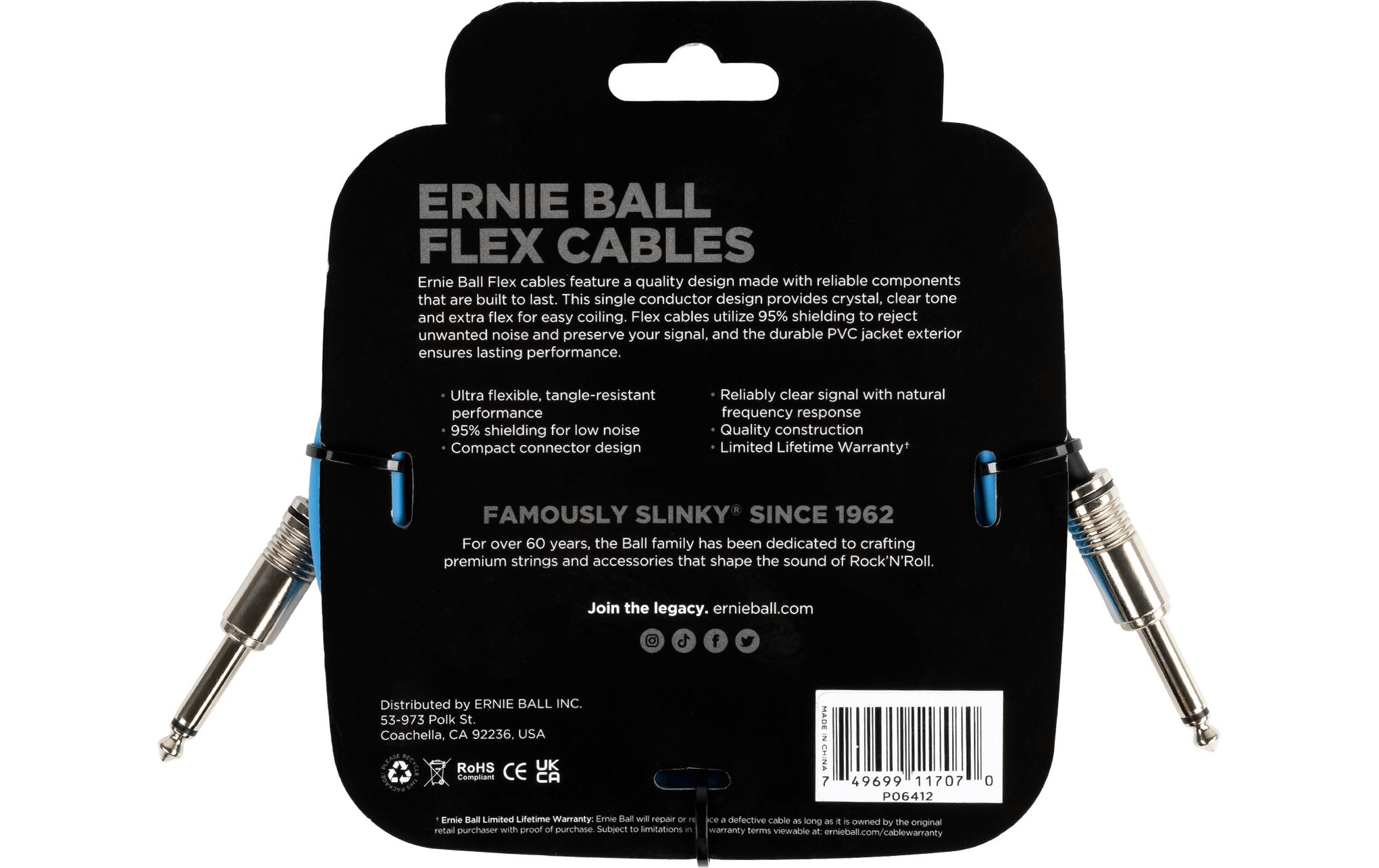 Ernie Ball Instrumentenkabel Flex 6412 – 3.05 m, Blau