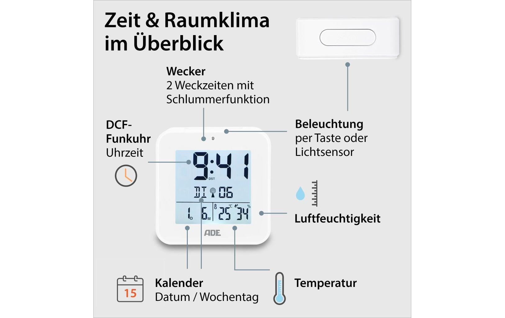 ADE Funkwecker mit Nachtlichtsensor