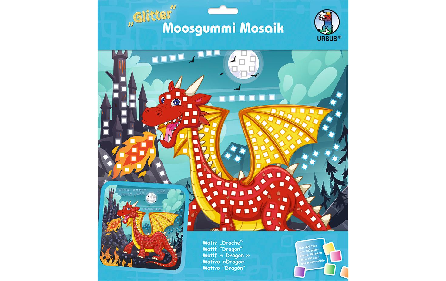 URSUS Moosgummi-Set Glitter Drache, Mehrfarbig