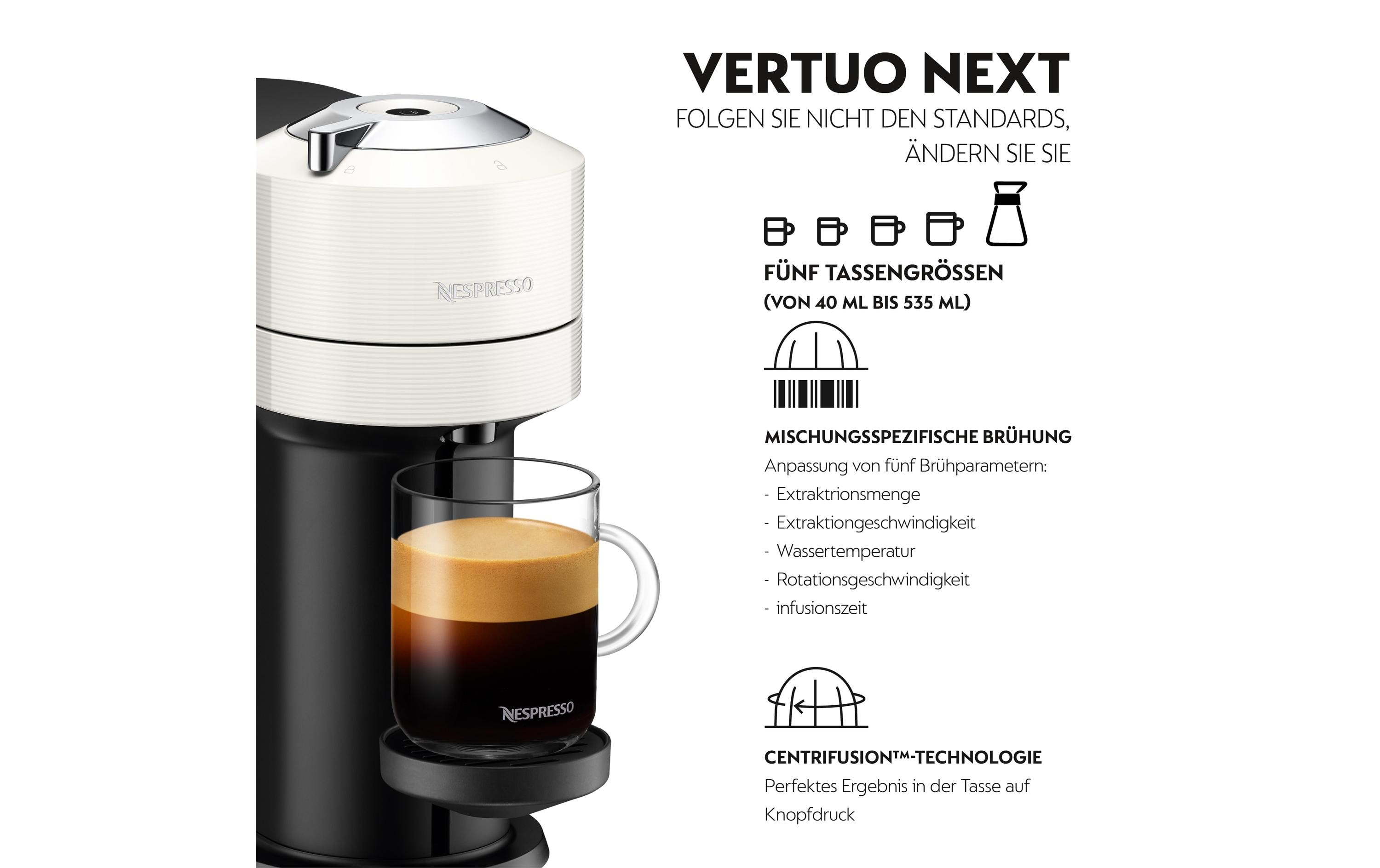 De'Longhi Kaffeemaschine Nespresso Vertuo Next ENV120.W Weiss