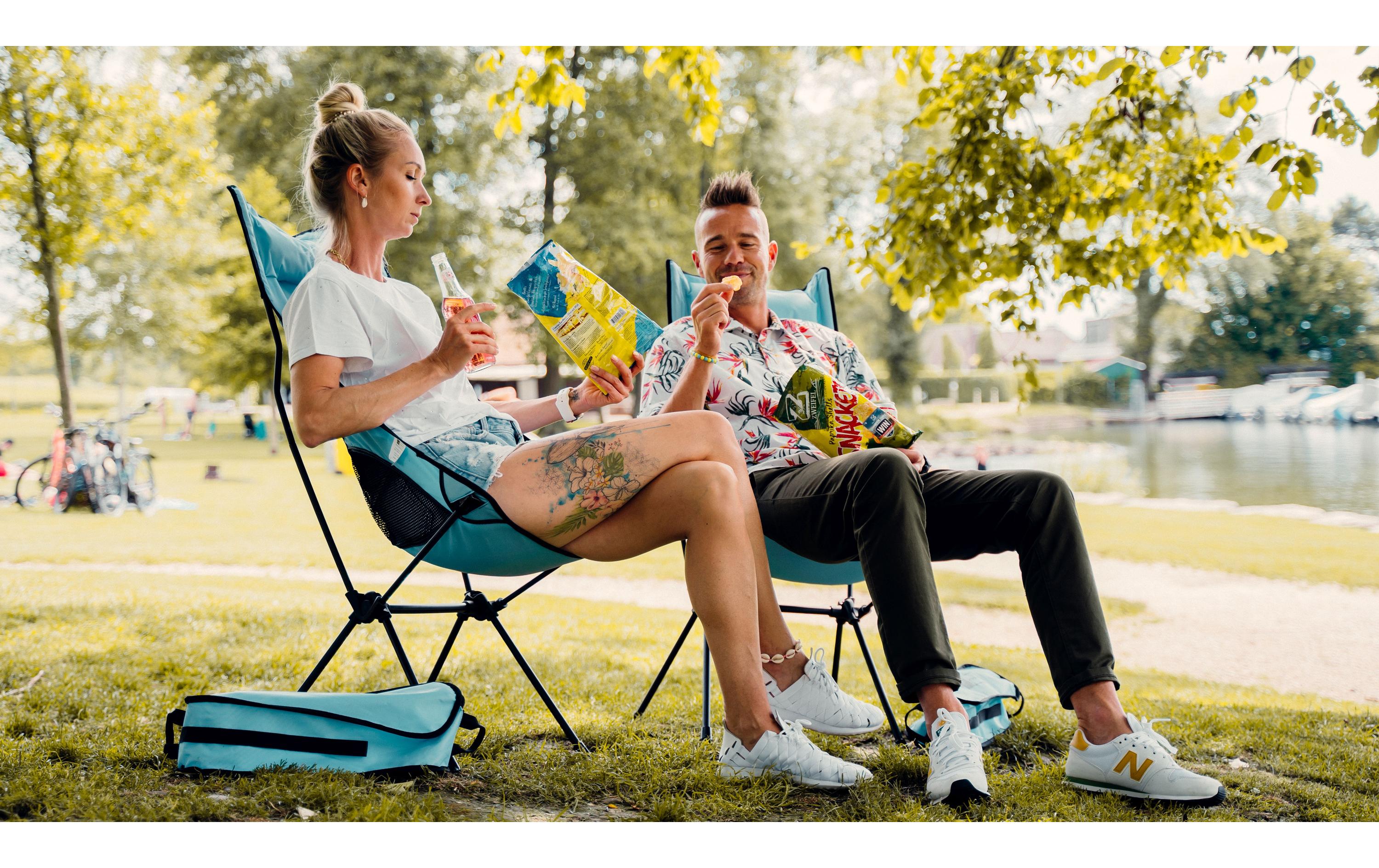 Trekony Campingstuhl Hoch Hellblau Stahl