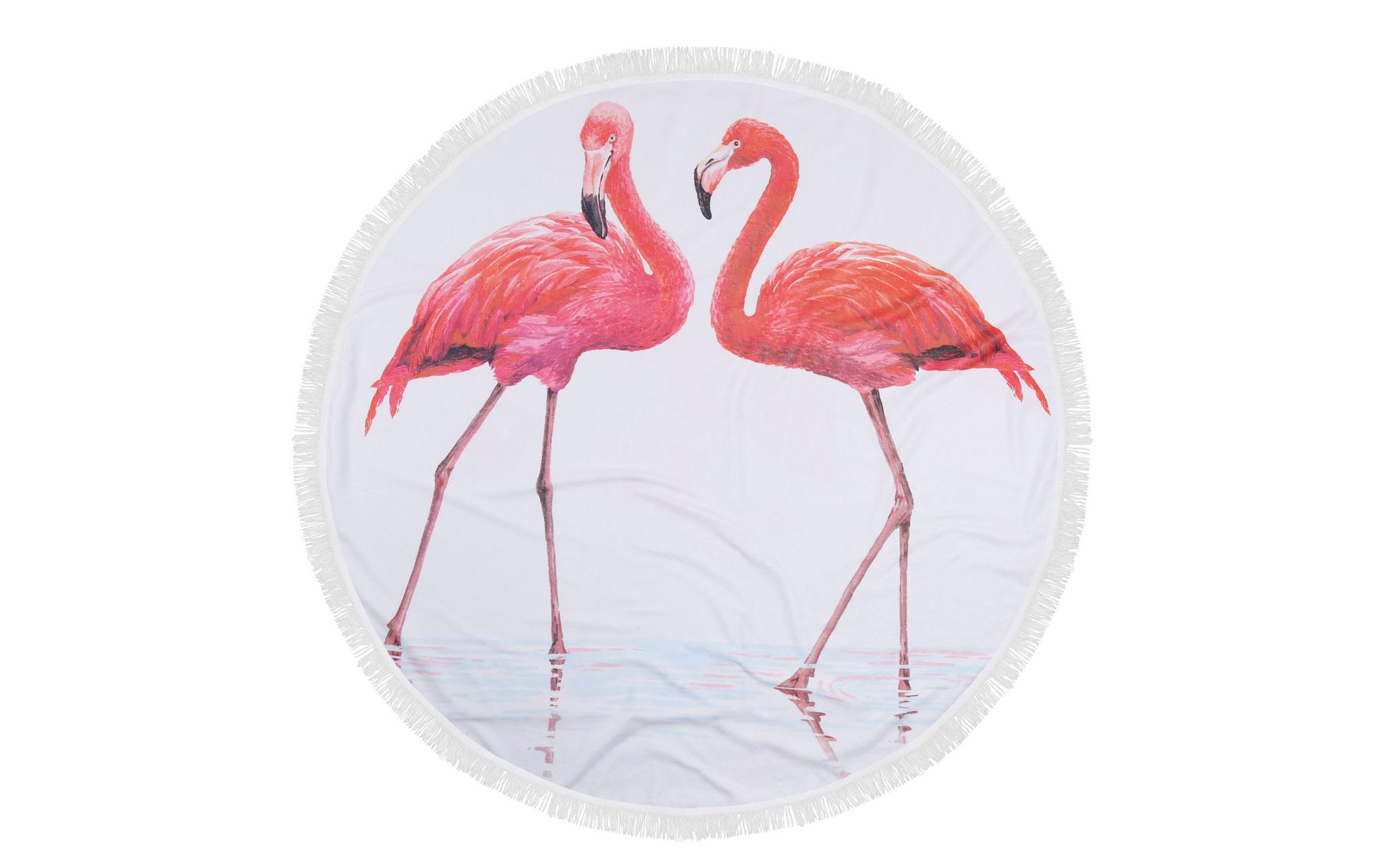 Foutastic Strandtuch Circle Flamingos, Rosa, Weiss