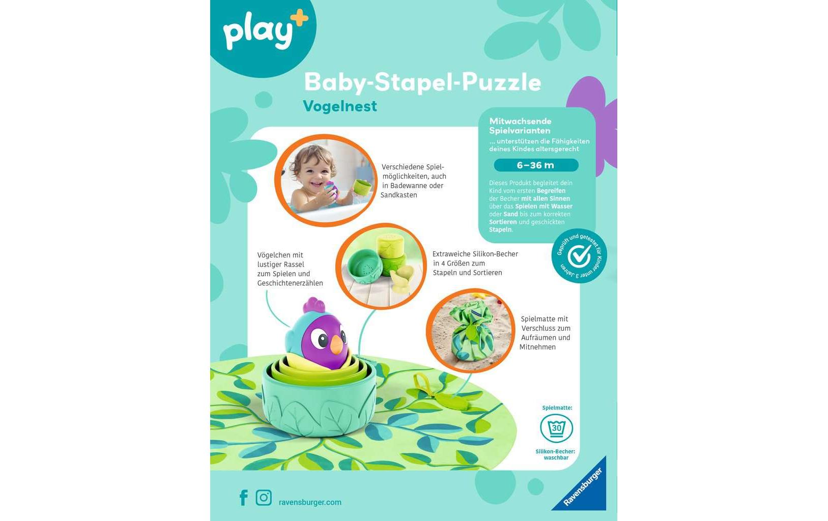 play+ Baby-Stapel-Puzzle: Vogelnest