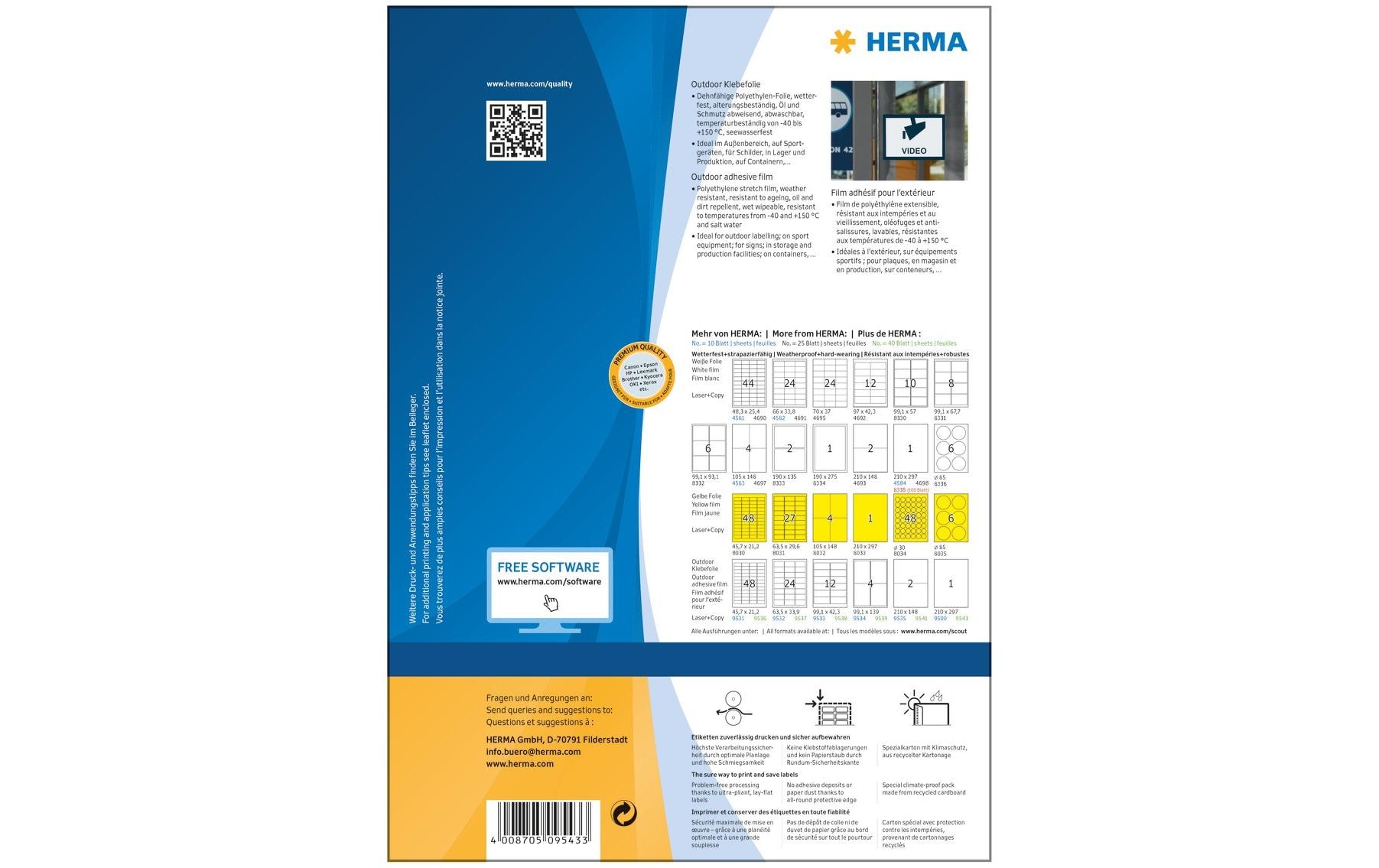 HERMA Outdoor-Etiketten 9543 210 x 297 mm, 40 Etiketten