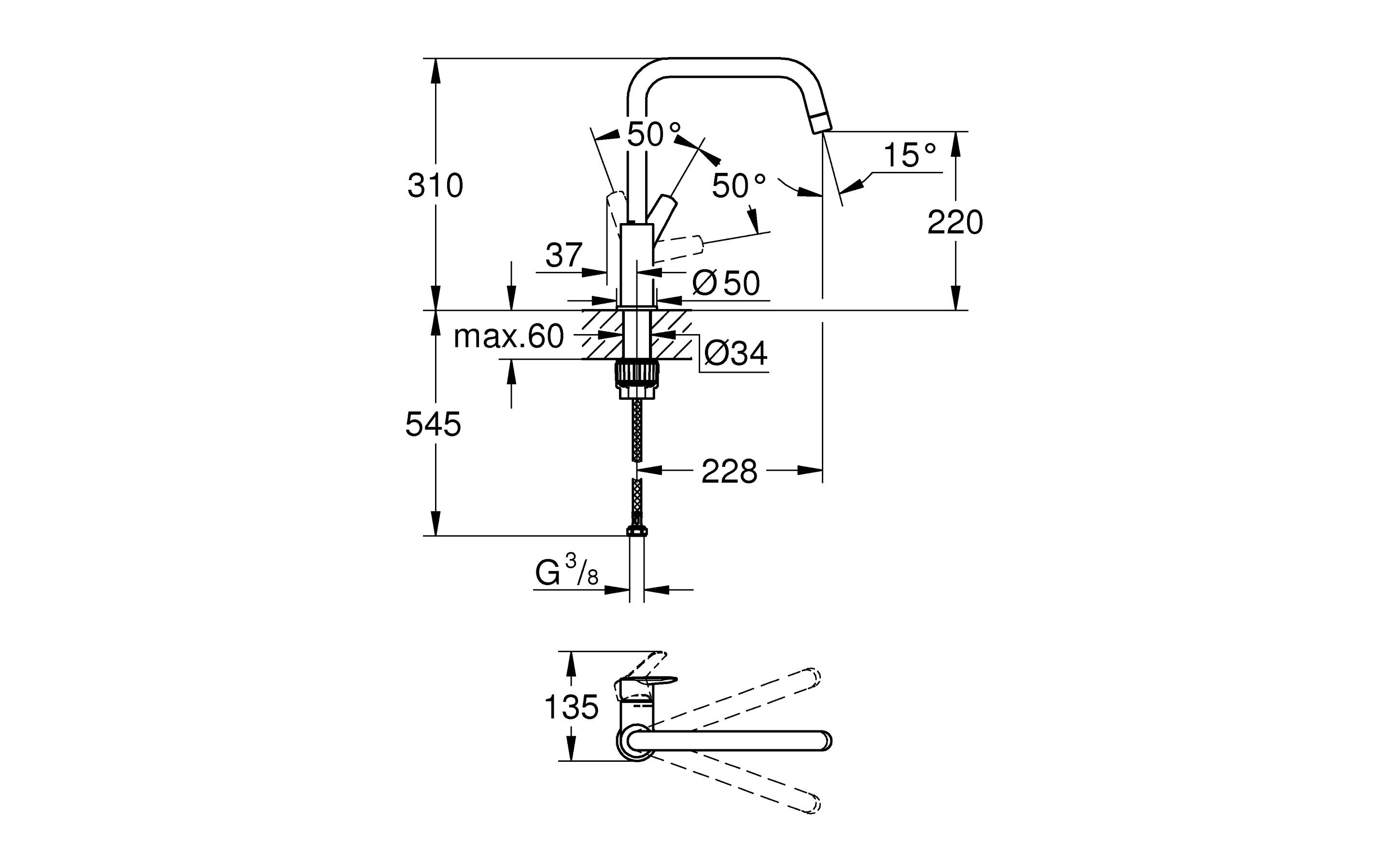 GROHE Küchenarmatur QuickFix Start Hoher Auslauf