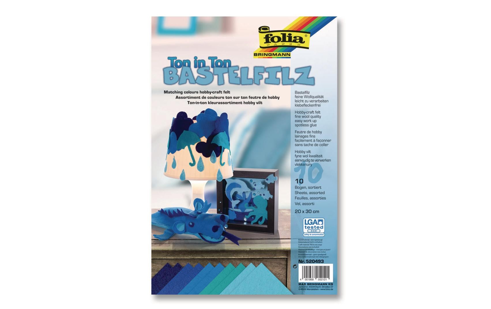 Folia Bastelfilz Ton in Ton Blau