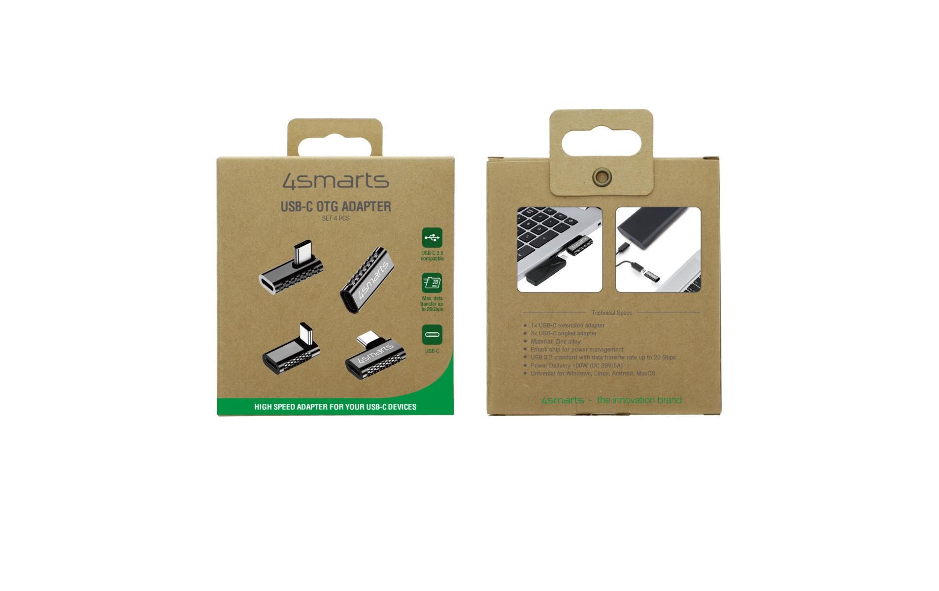 4smarts USB-Adapter 4-teiliges Set USB-C Stecker - USB-C Buchse