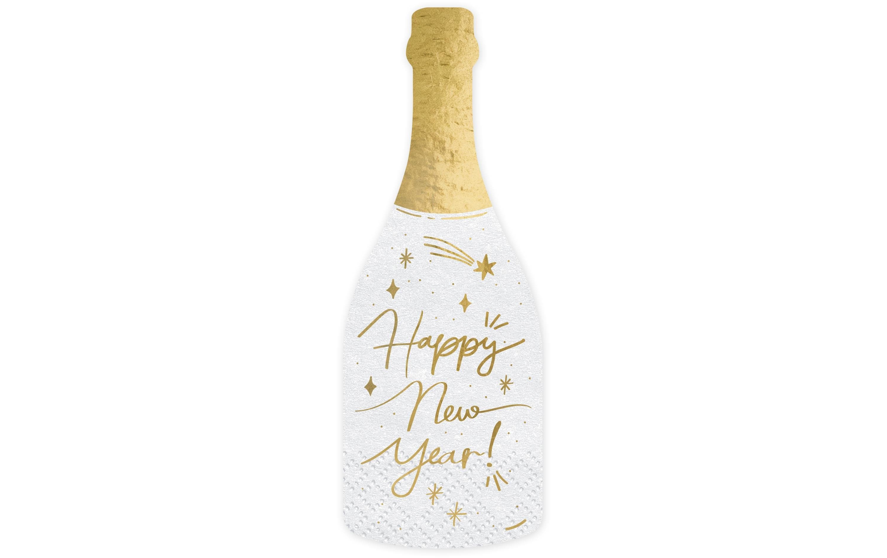 Partydeco Papierservietten Happy New Year Flasche 7 x 19 cm, 20 Stück