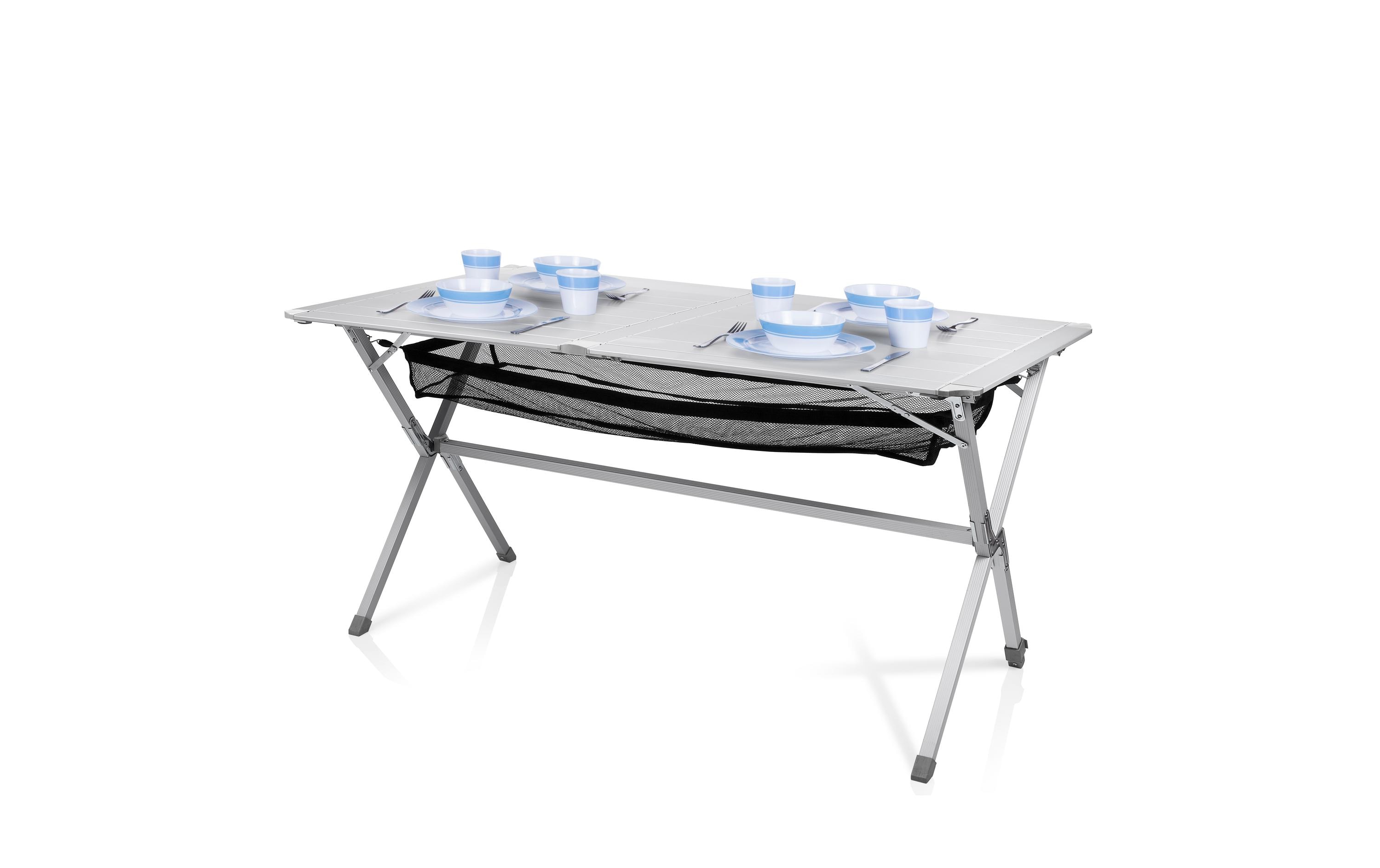 Campart Campingtisch Michigan mit rollbarer Tischplatte, 140 x 70 cm