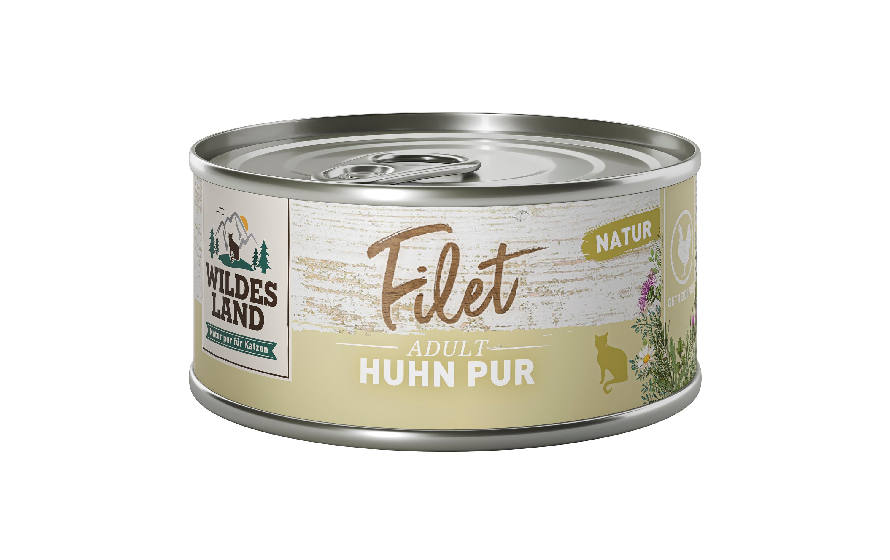 Wildes Land Katzen-Snack Filet Huhn Pur 12 x 80 g