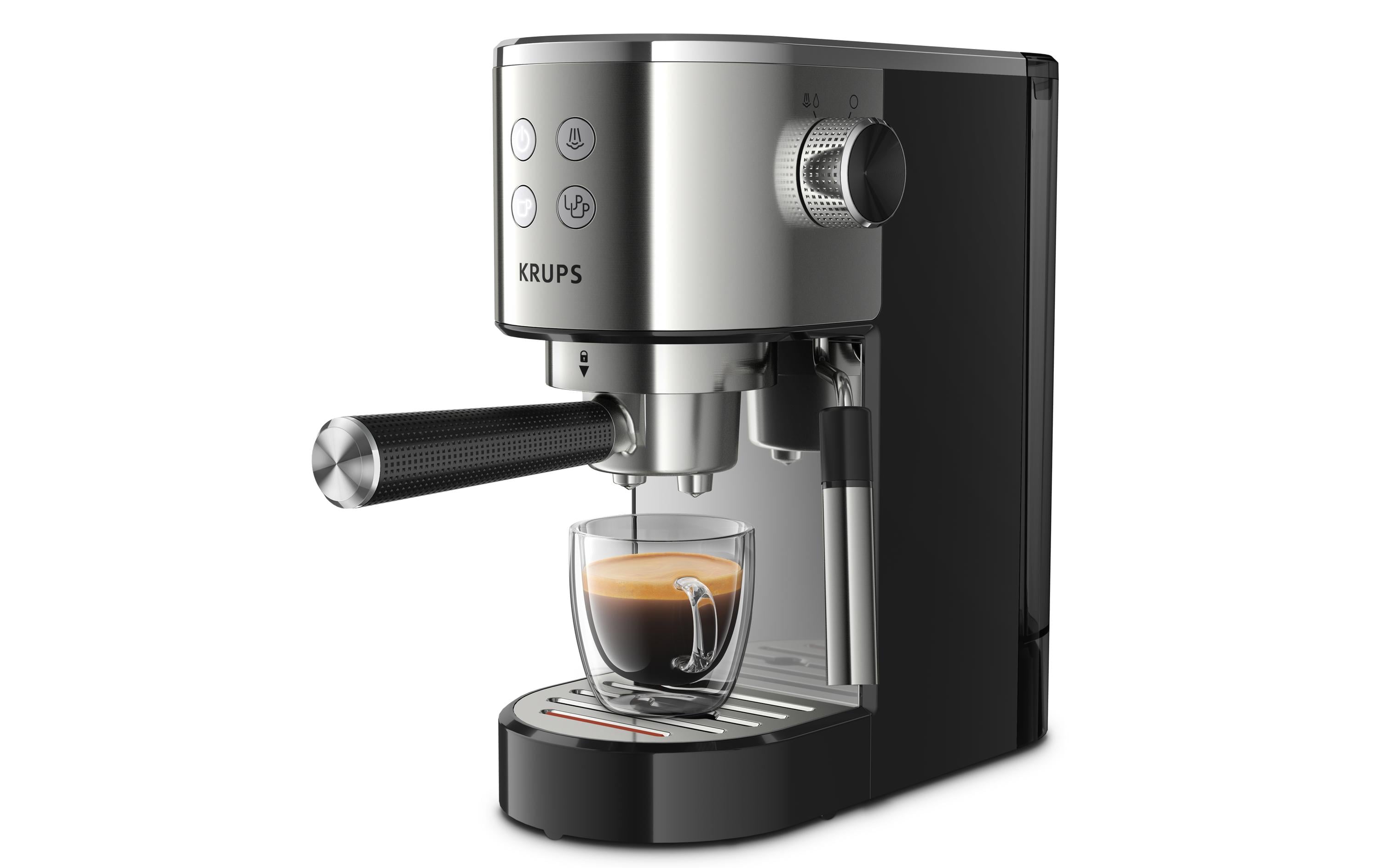 Krups Siebträgermaschine Virtuoso XP442 Schwarz/Silber