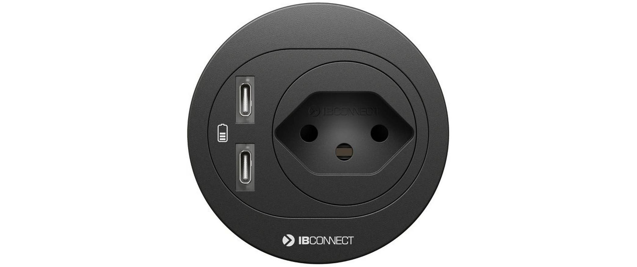 max connect Steckdoseneinheit ATOM T13, 2x USB-C Schwarz