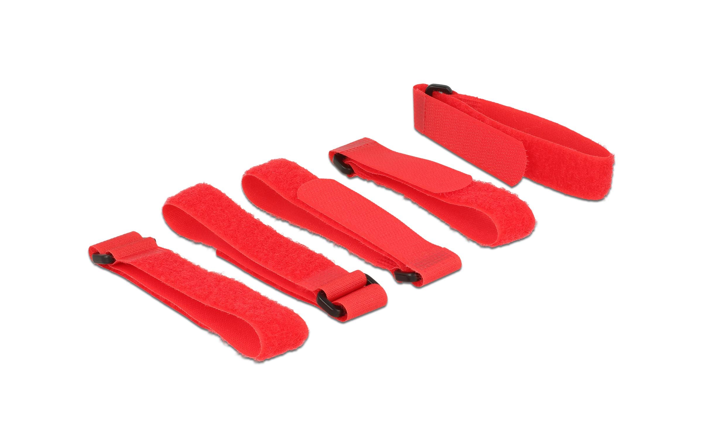 Delock Klettkabelbinder mit Schlaufe Rot 300 mm x 20 mm, 5 Stück