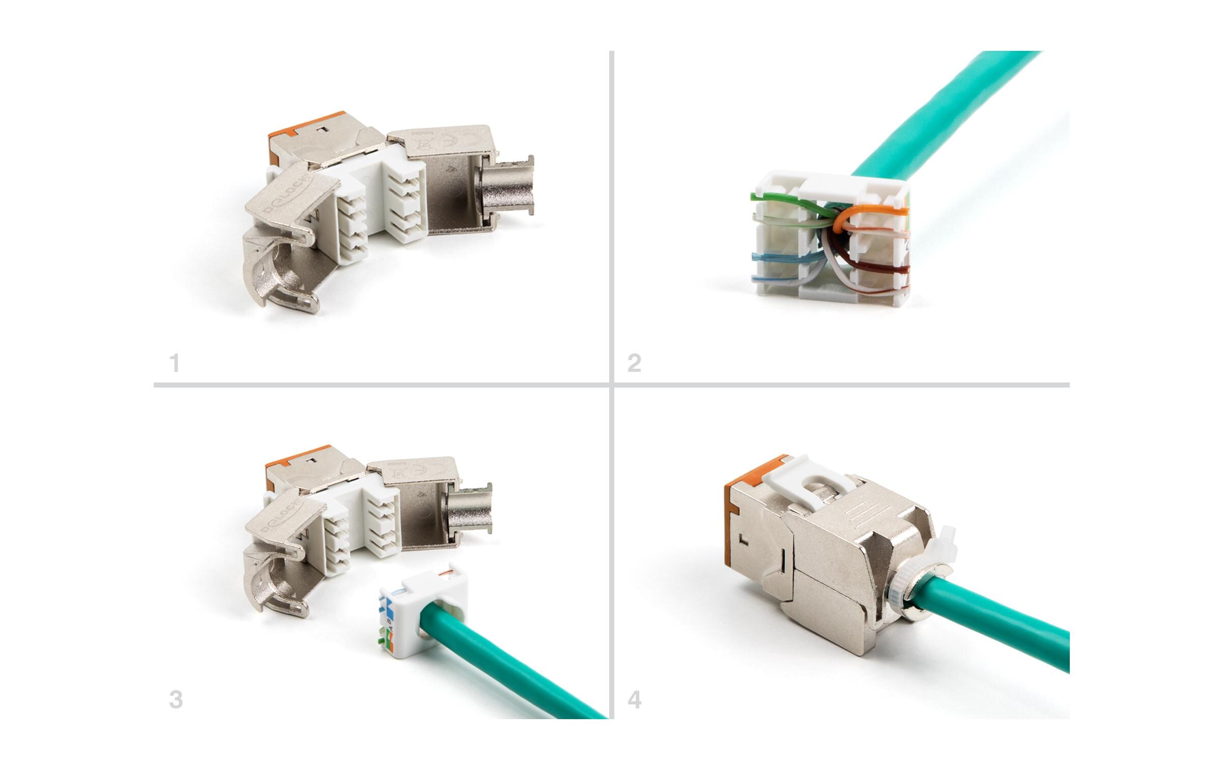 Delock Keystone-Modul RJ45 zu LSA Cat.6A Orange, 10 Stück