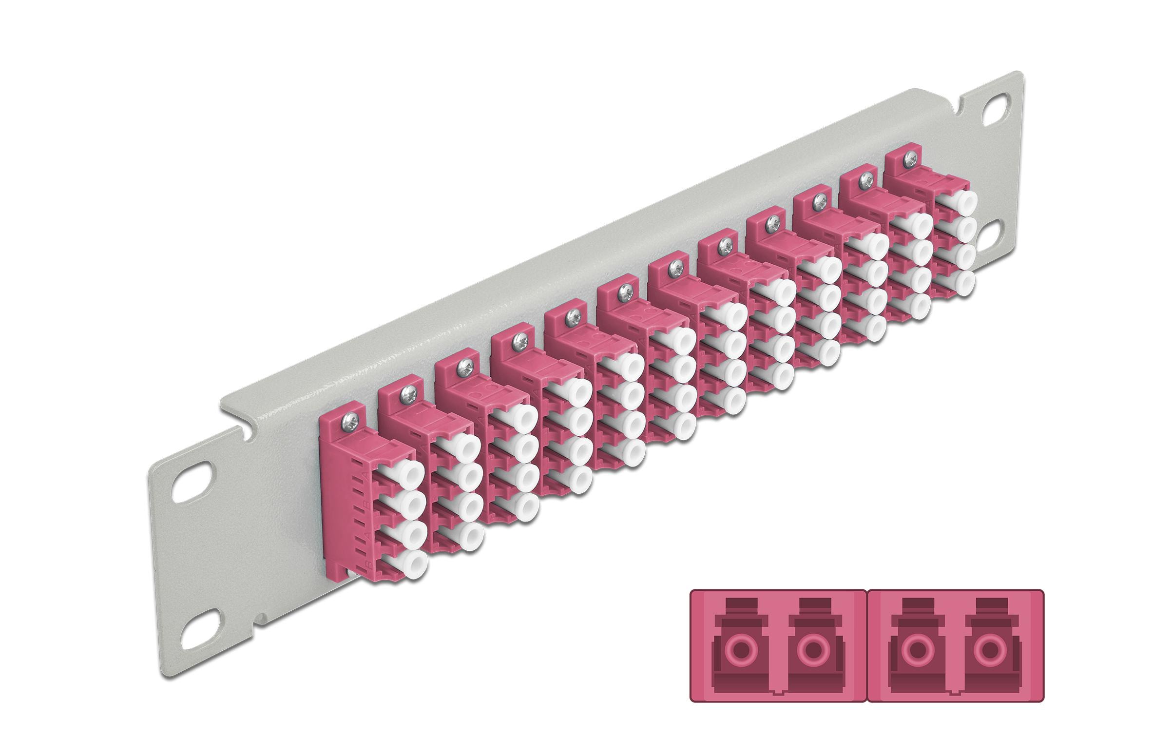 Delock Verteilerplatte 10″ LWL Patchpanel 12 Port LC Quad grau