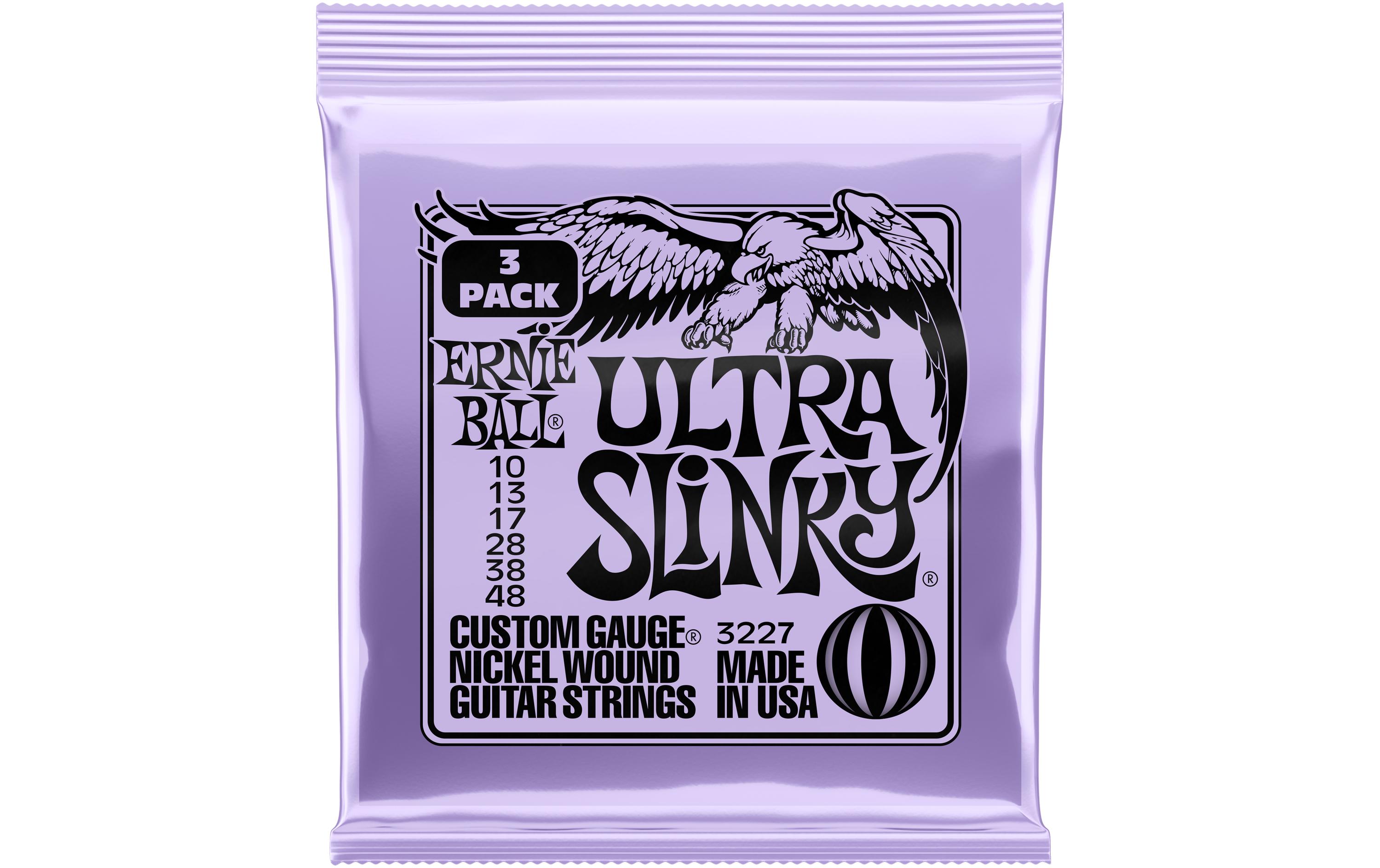 Ernie Ball Gitarrensaiten 3227 Ultra Slinky – 10-48, 3er Pack