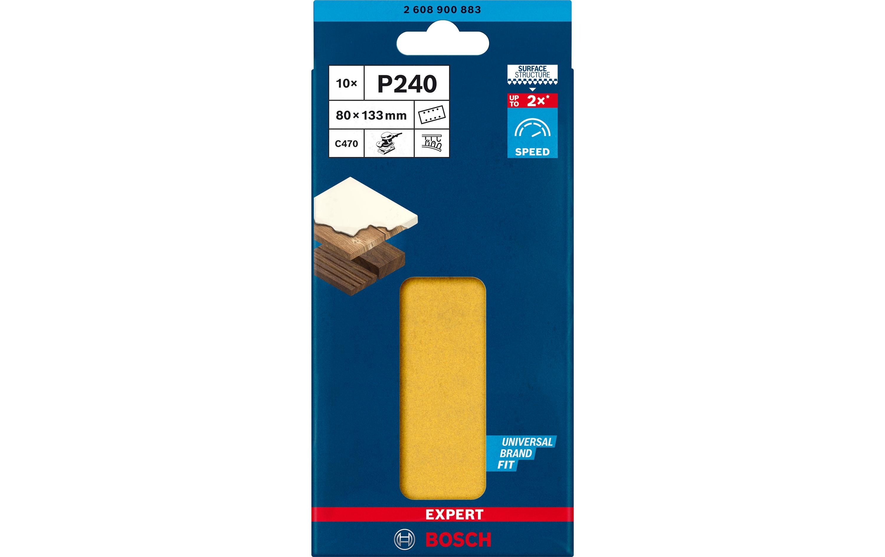 Bosch Professional Schleifpapier EXPERT C470, 80 x 133 mm, G 240, 10-tlg.