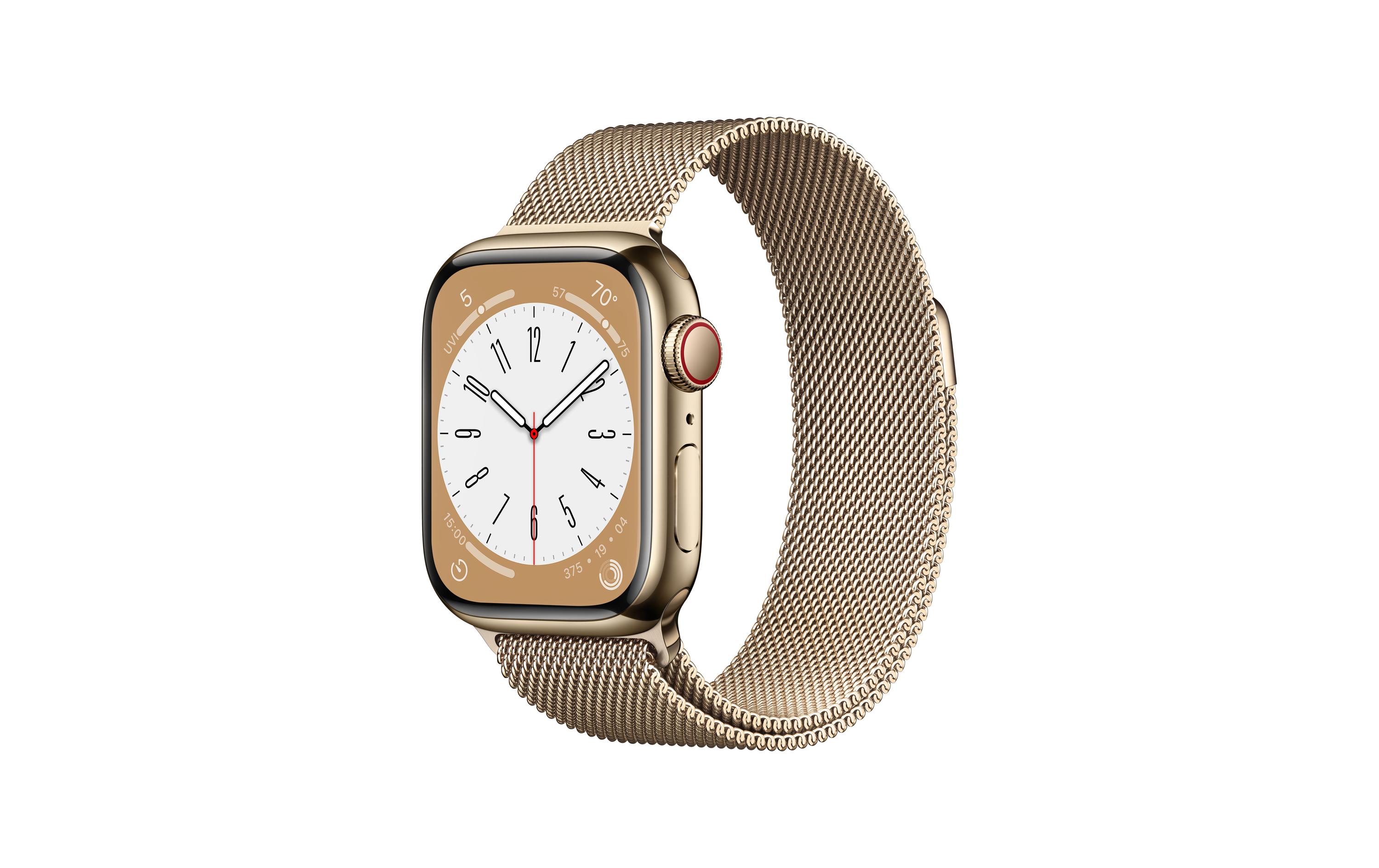 Apple Watch Series 8 41 mm LTE Edelstahl Gold Milanese Loop