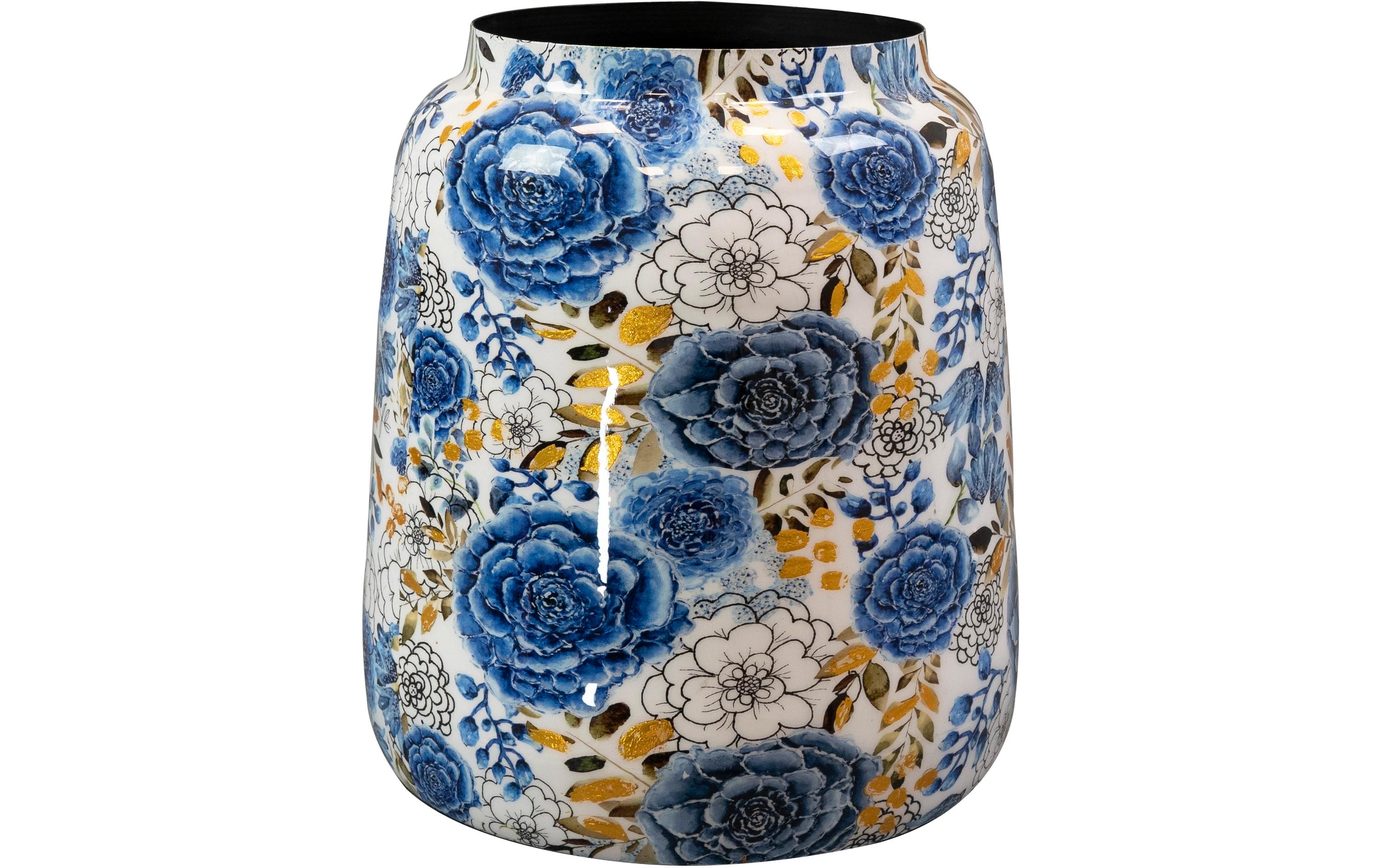 CHALET Vase Dutch 24 cm, Blau/Gold/Weiss