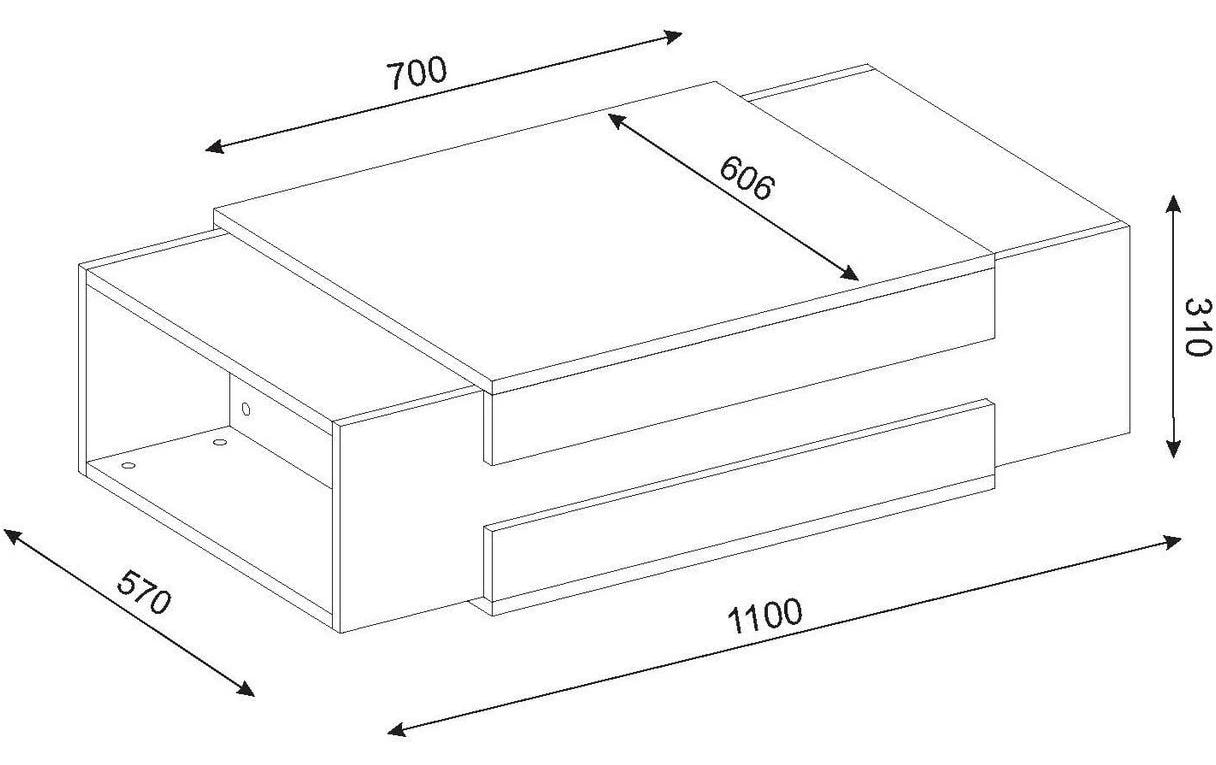 Woody Fashion Couchtisch Nora 110 x 31 x 57 cm, Nature/Weiss