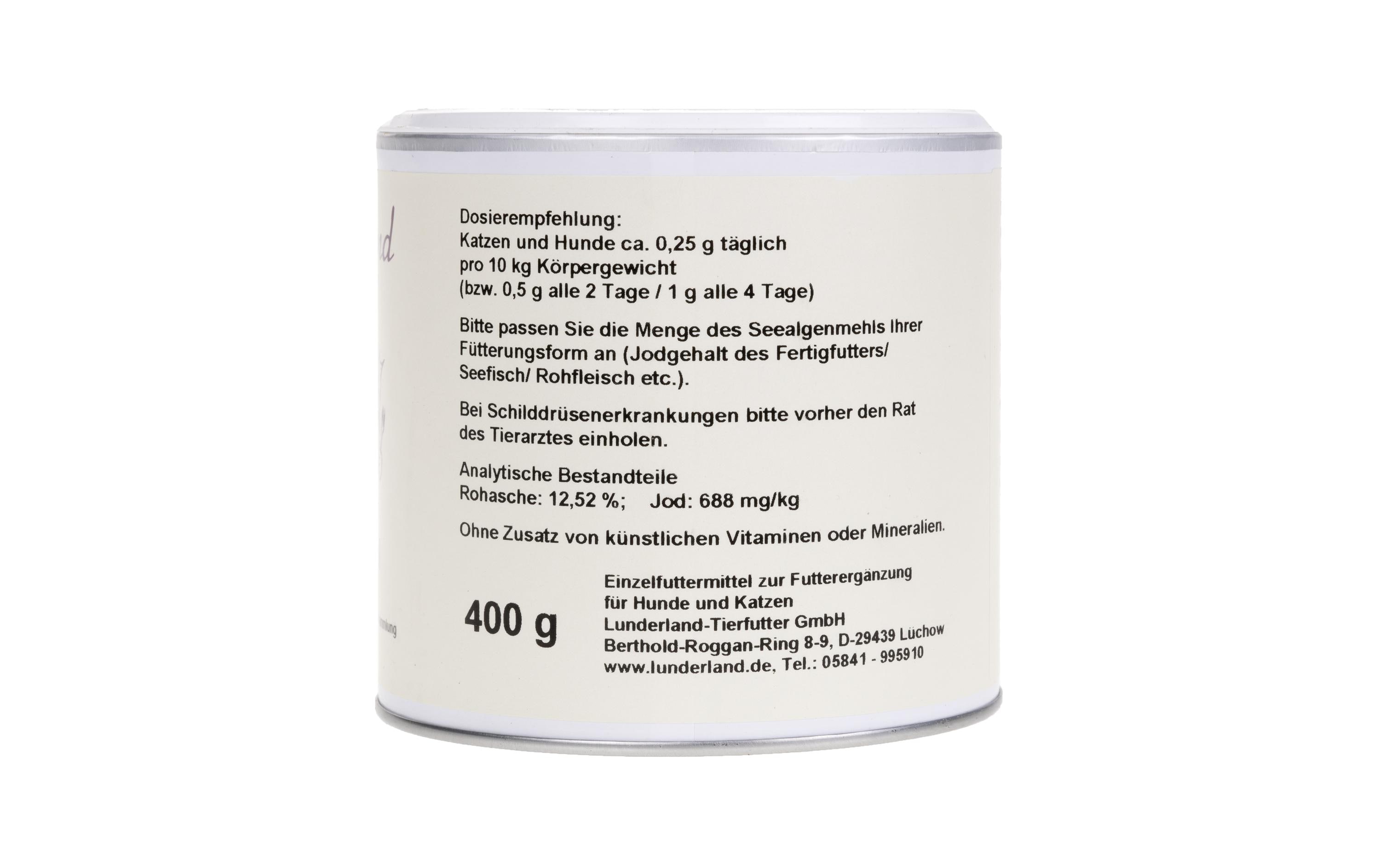 Lunderland Hunde-Nahrungsergänzung Bio-Seealgenmehl, 400 g