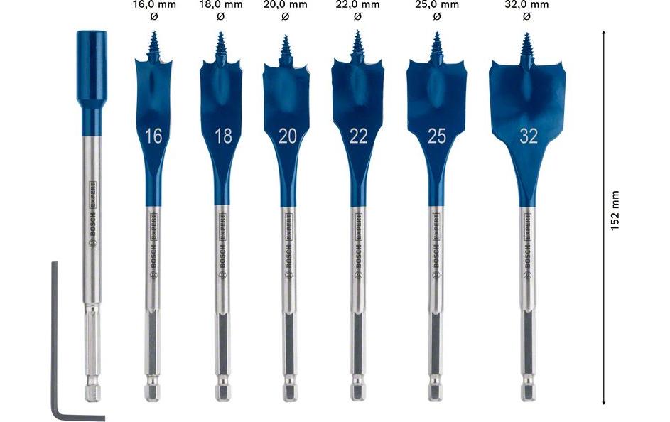 Bosch Professional Flachfräsbohrer-Set Expert Self Cut Speed, 7-teilig