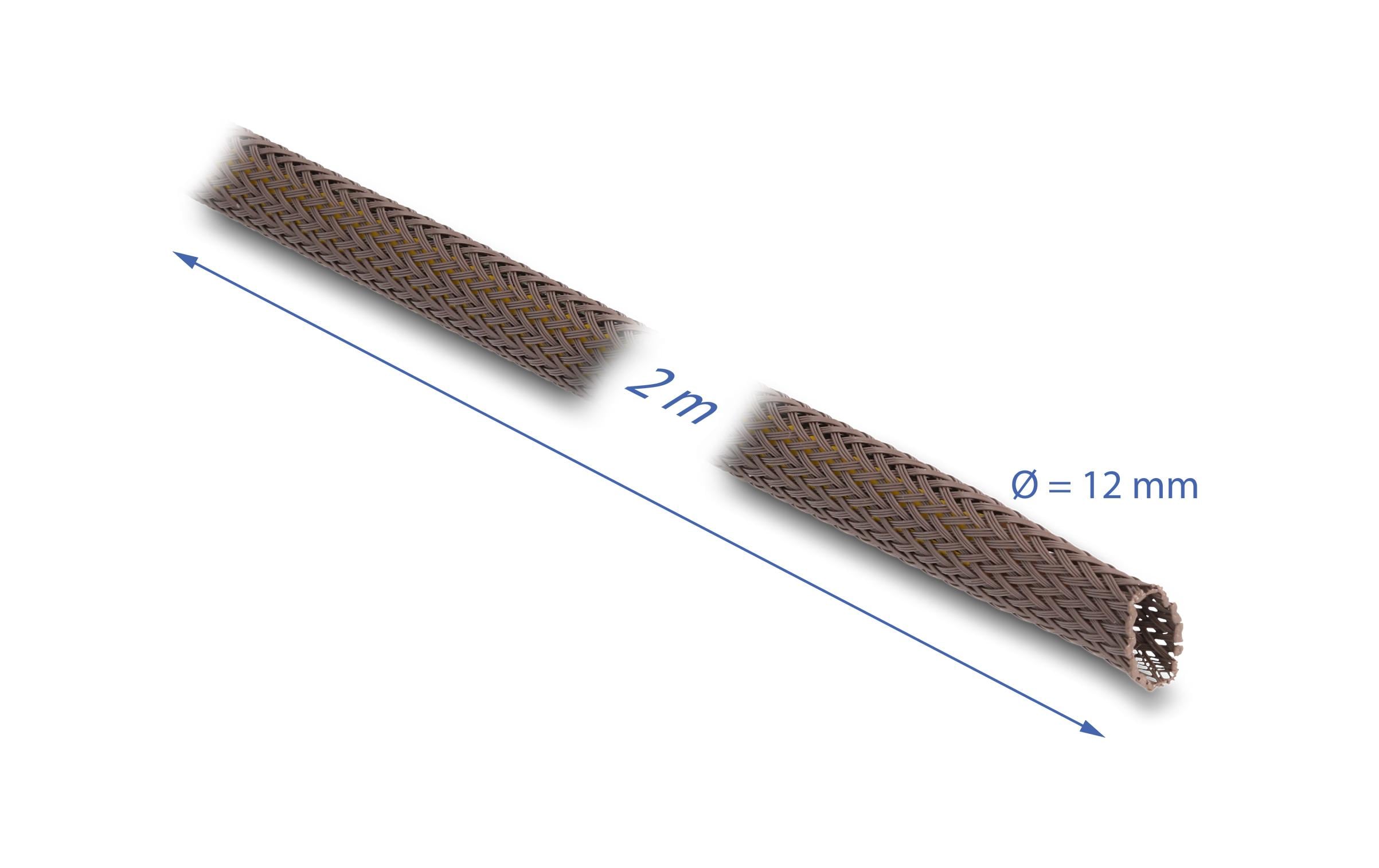 Delock Geflechtschlauch nagerfest, 2 m x 12 mm Braun