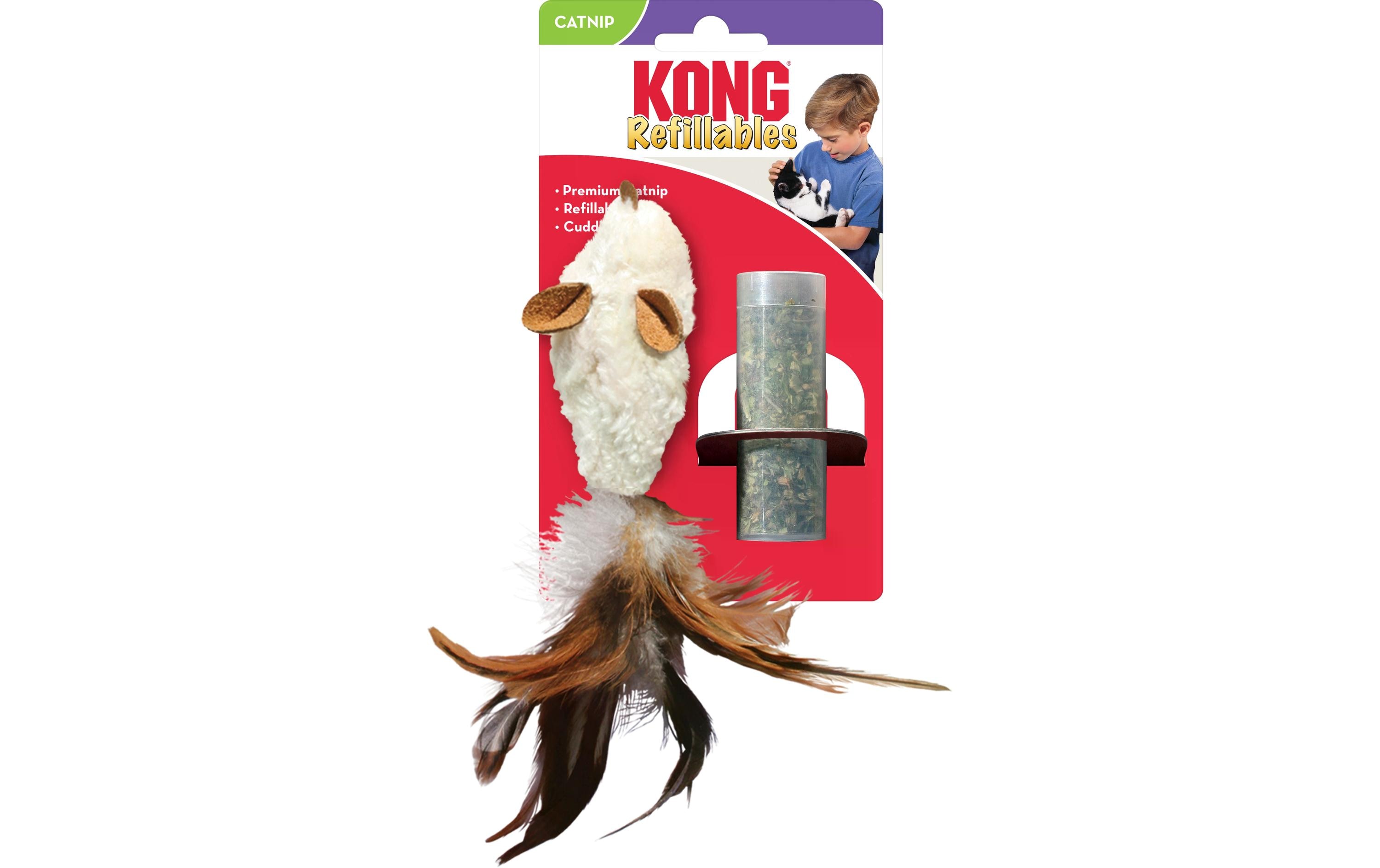 Kong Cat Refillables Plüschmaus mit Federn 12 cm, 40g