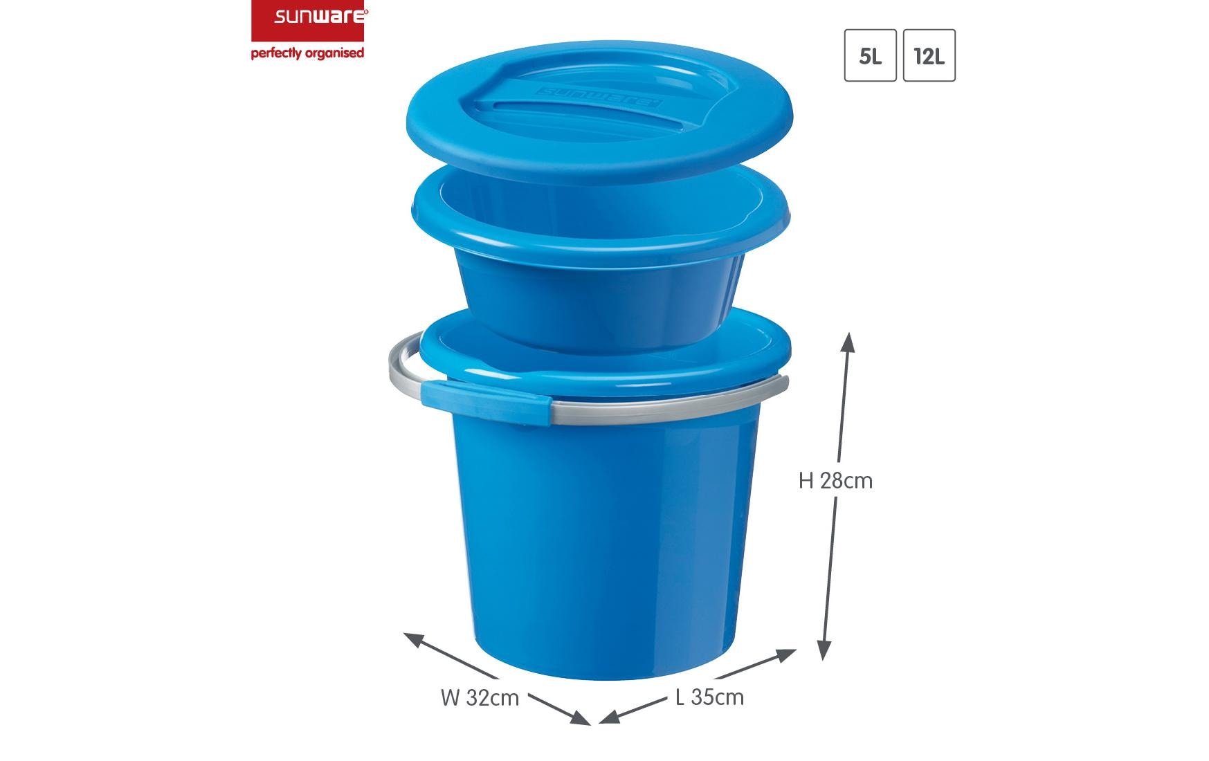 Sigma Home Putzeimer Water-Line 3-teilig 12 l, Blau