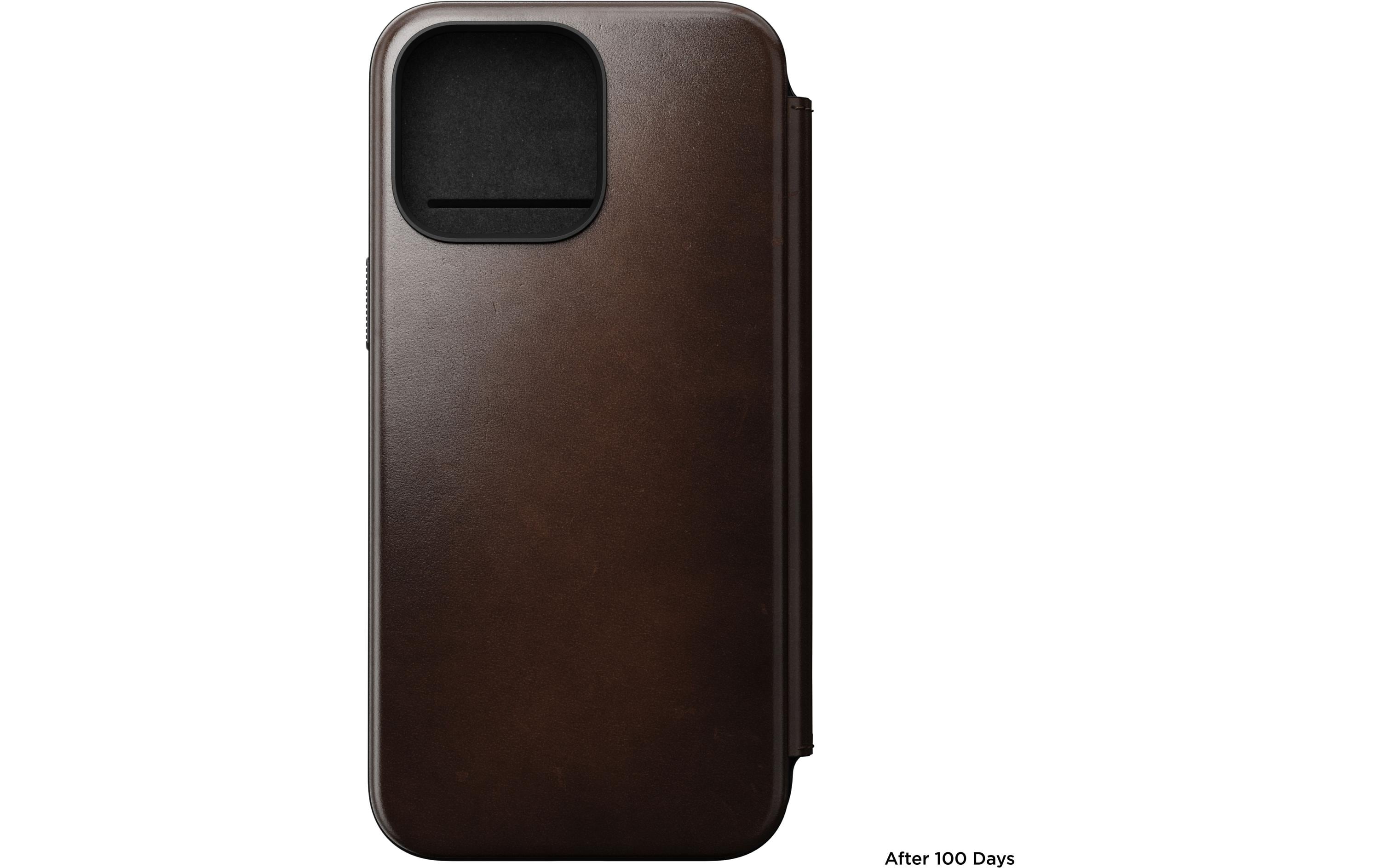 Nomad Modern Horween Leather Folio iPhone 15 Pro Max Rostbraun