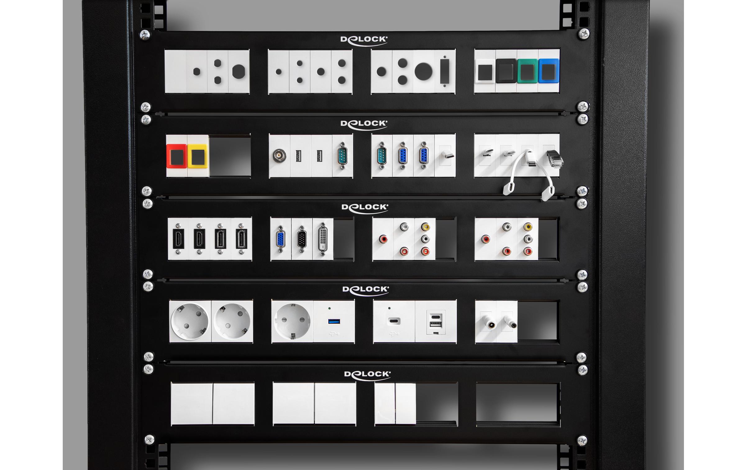 Delock Patchpanel Easy 45 4 x 90.5 x 45.2 mm, 2 HE 19 Rack