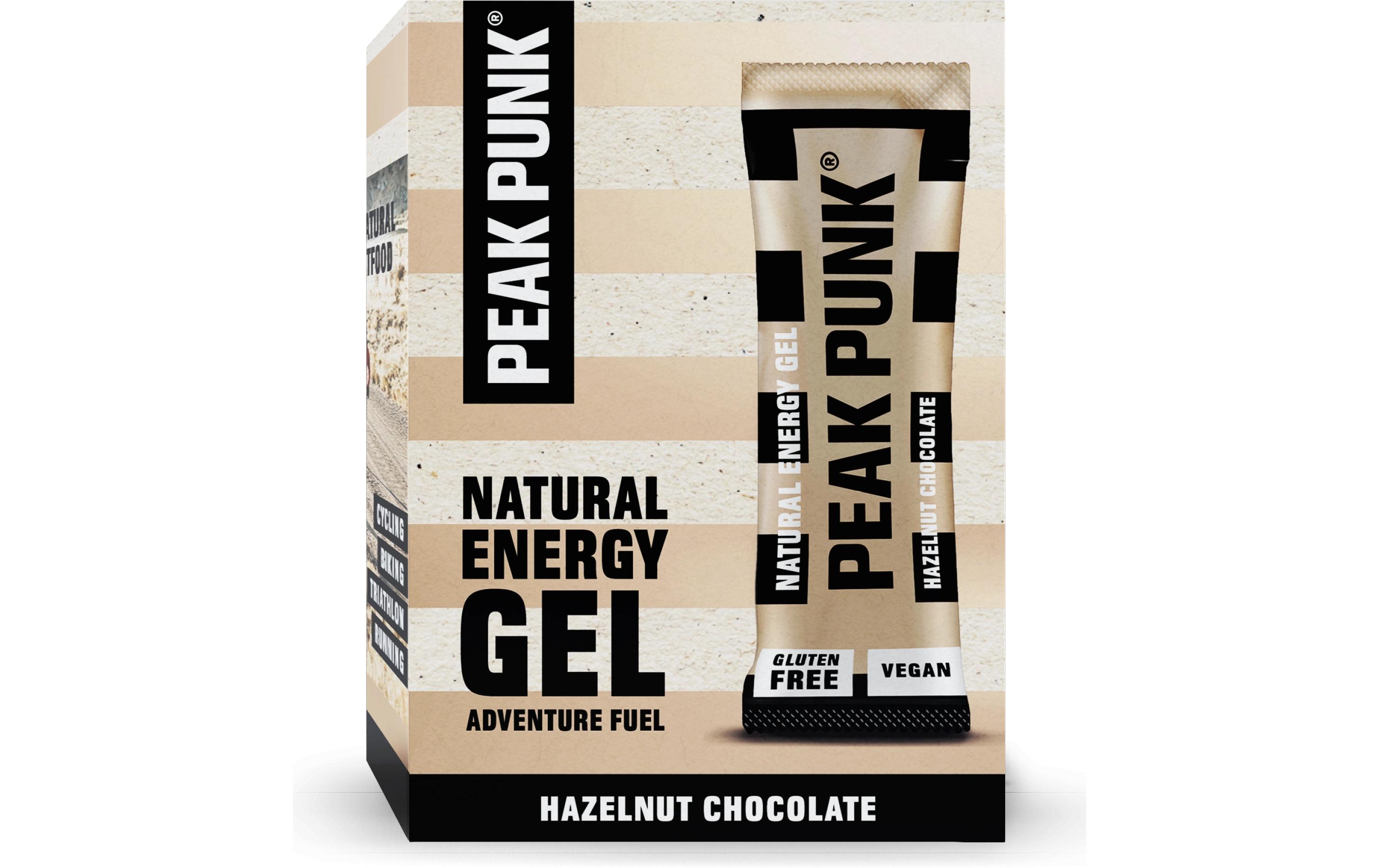 PEAK PUNK Natural Energy Gel Haselnuss-Schokolade, 12 x 25 g