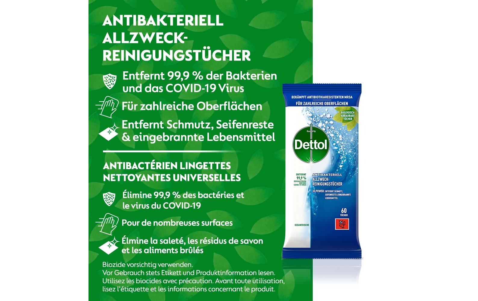 Dettol Allzweck-Reinigungstücher Ozeanfrische 60 Stück