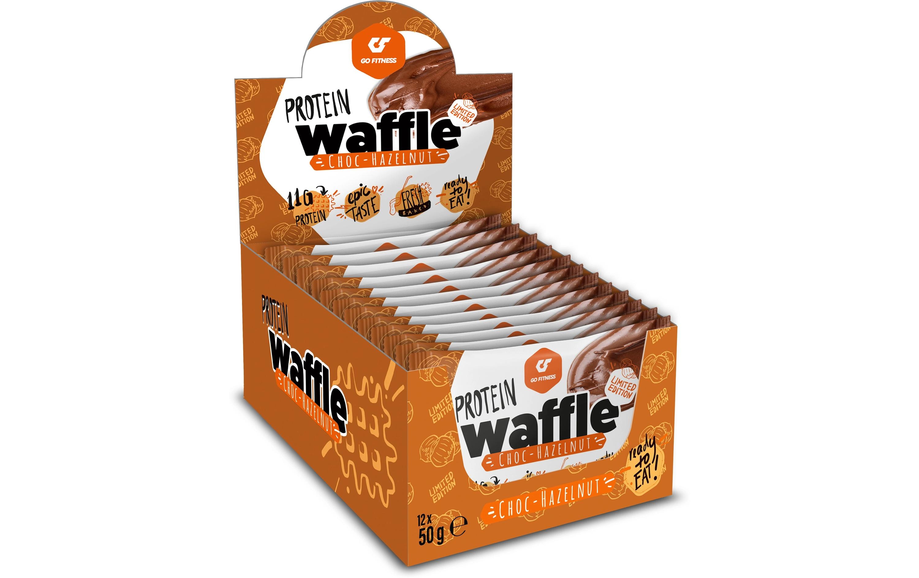 Go Fitness Nutrition Protein Waffle Box 12 x 50 g, Haselnuss/Schokolade