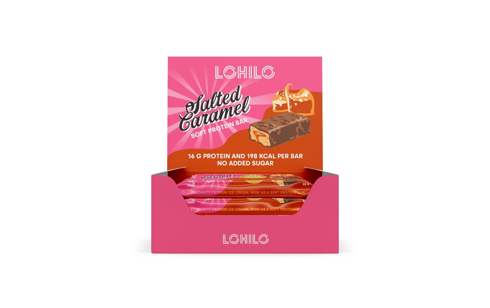 Lohilo Riegel High Protein soft core Caramel, 12 x 55 g