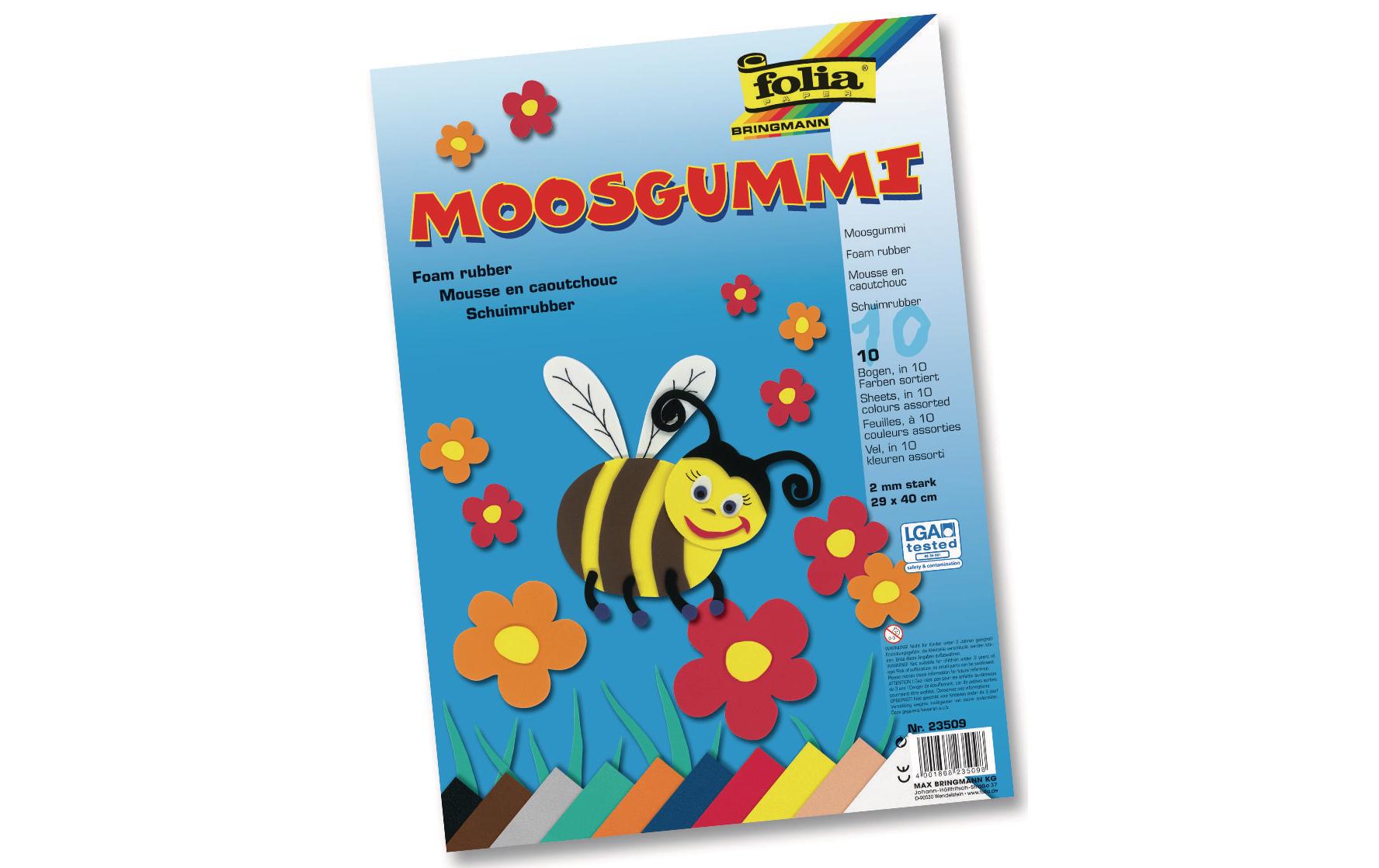 Folia Moosgummi-Set 10 Stück, Mehrfarbig