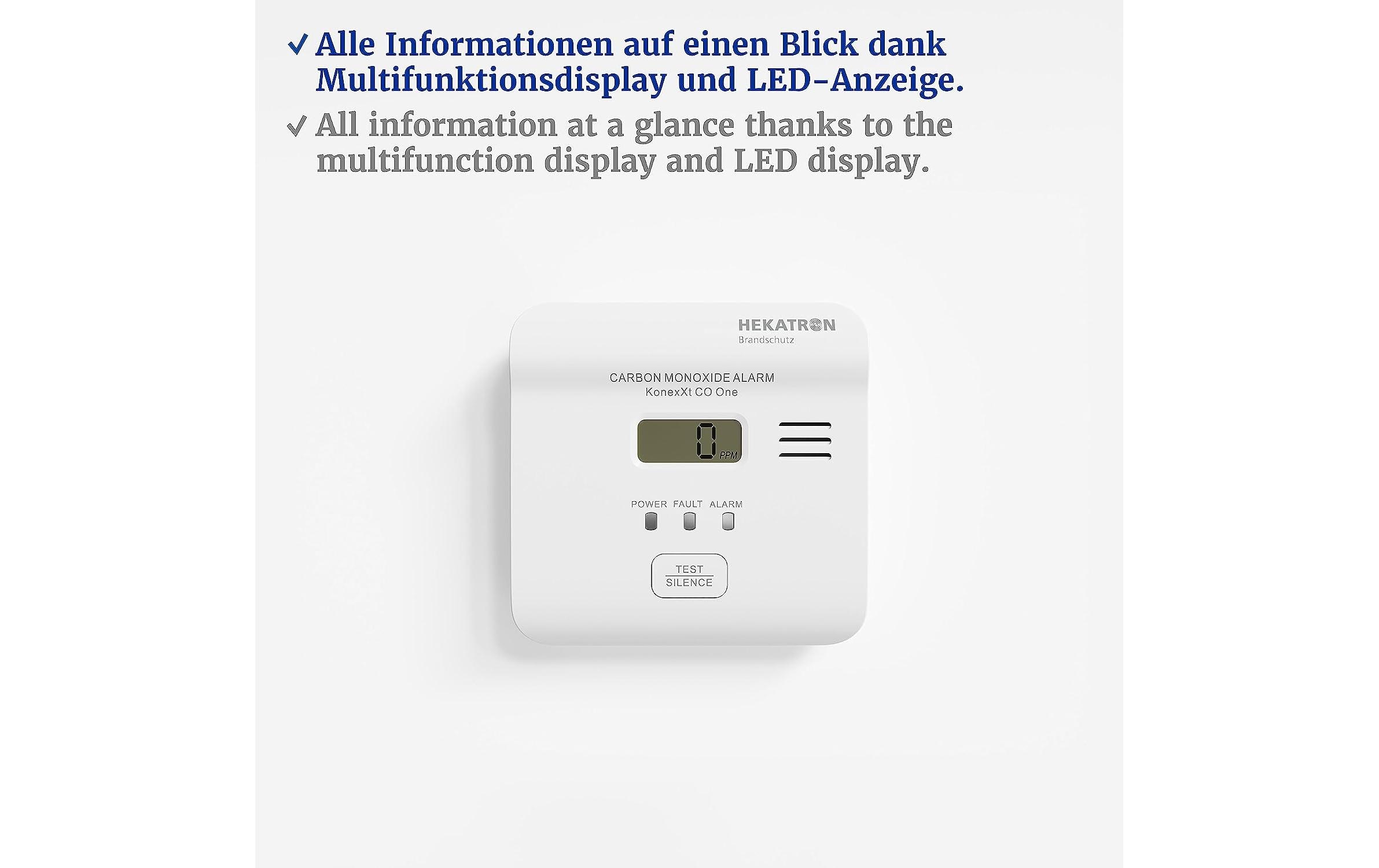 Hekatron CO-Warnmelder KONEXXT CO One 85dB, IP42, elektrochemisch